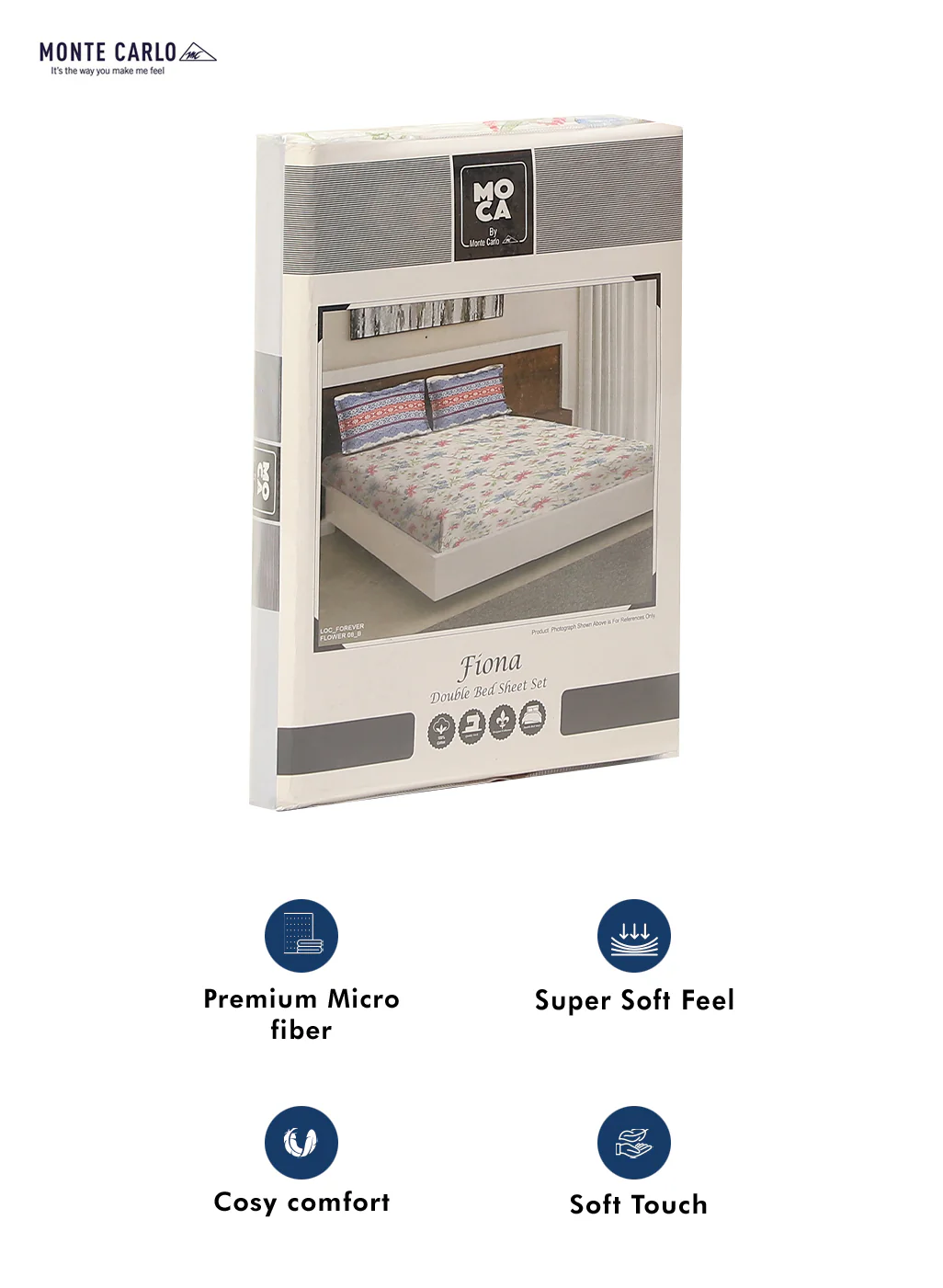 MOCA by Monte Carlo 104 TC Cotton Double Bedsheet with 2 Pillow Covers - Image 9