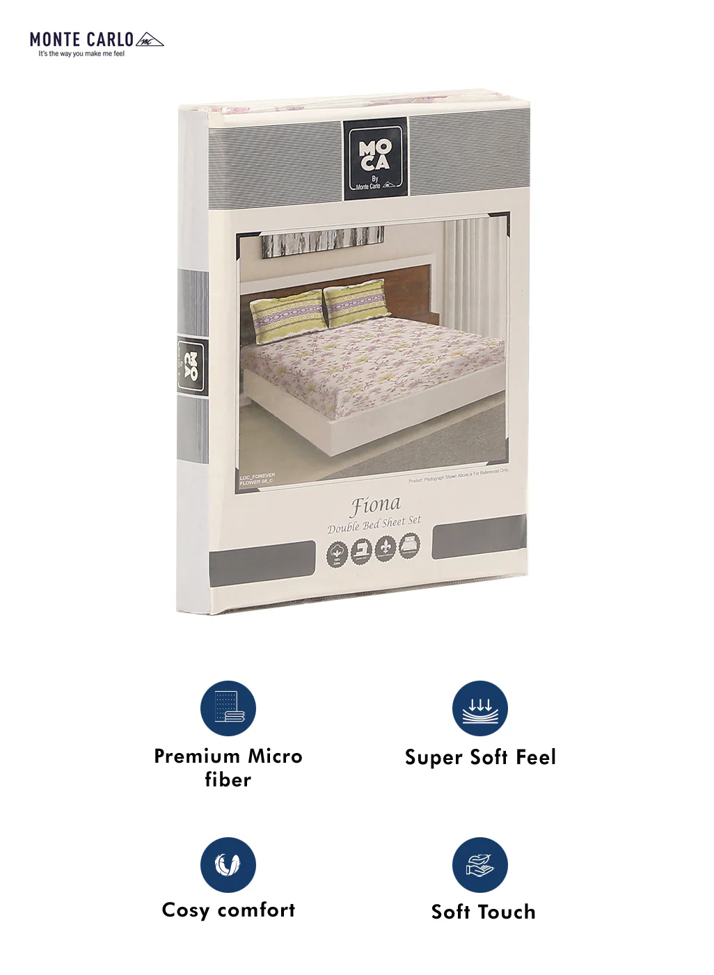 MOCA by Monte Carlo 104 TC Cotton Double Bedsheet with 2 Pillow Covers - Image 9
