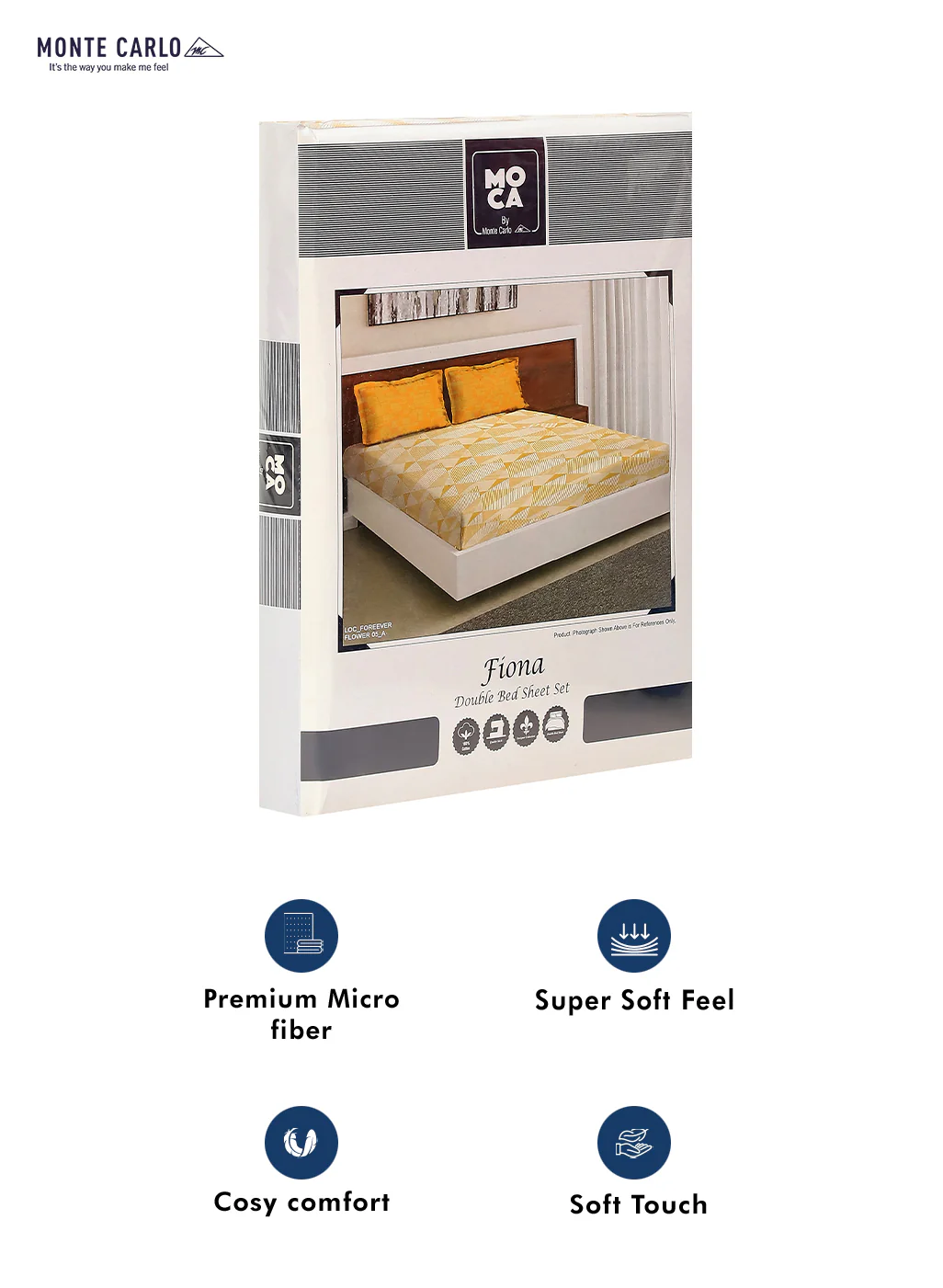 MOCA by Monte Carlo 104 TC Cotton Double Bedsheet with 2 Pillow Covers - Image 9