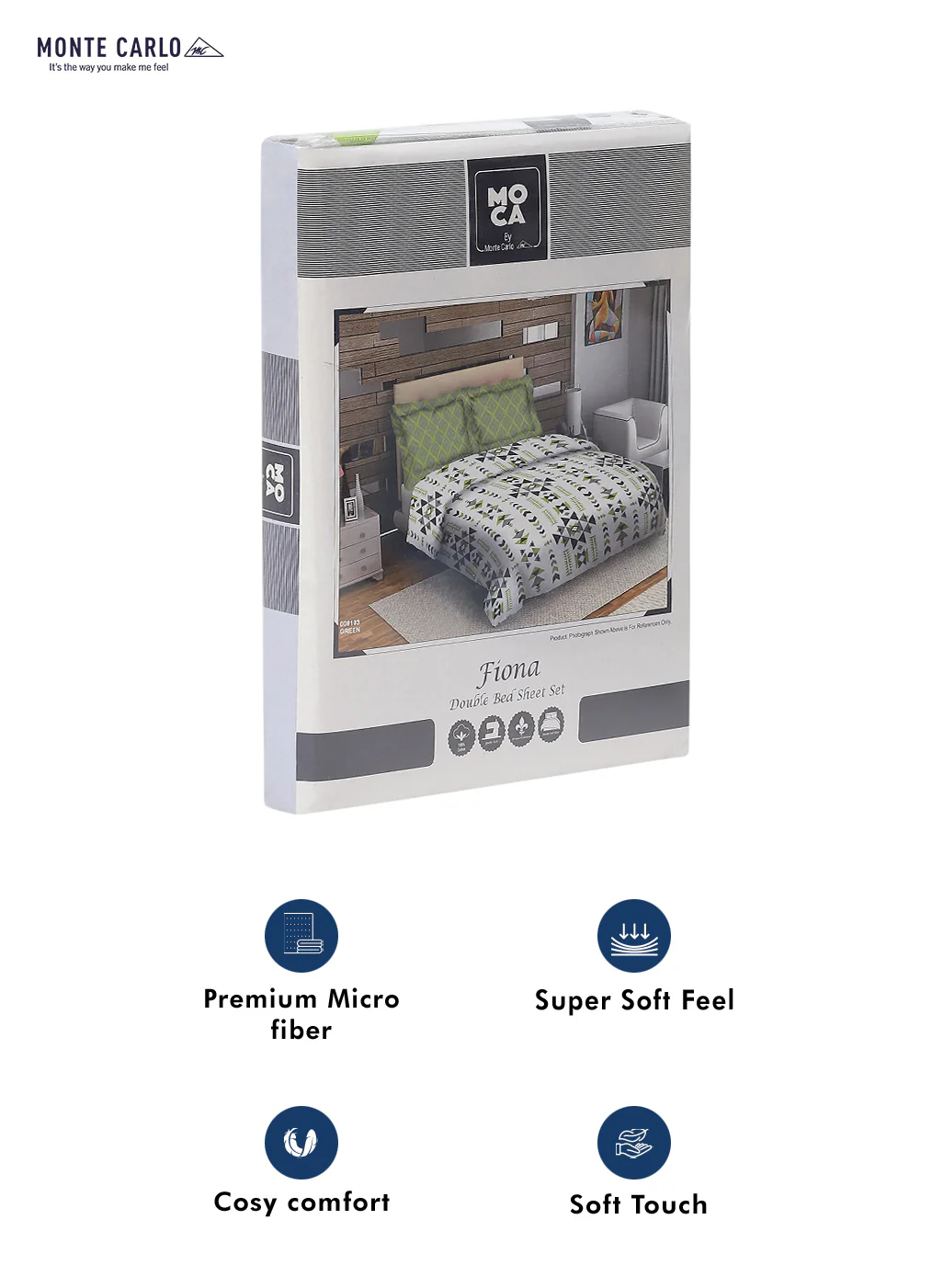 MOCA by Monte Carlo 104 TC Cotton Double Bedsheet with 2 Pillow Covers - Image 9