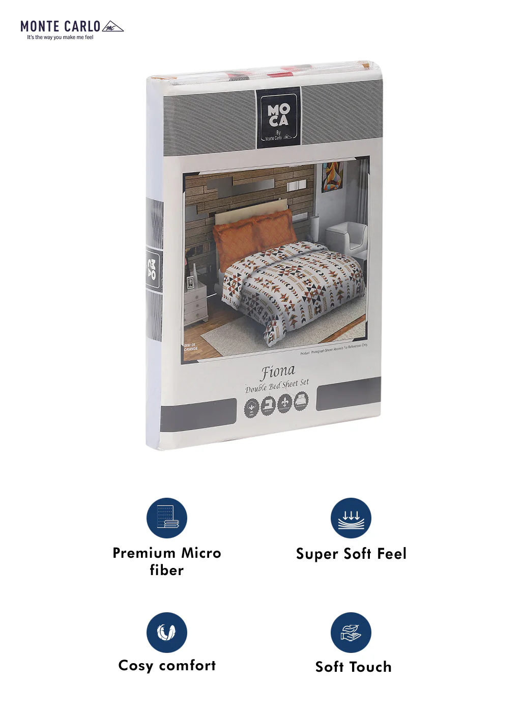 MOCA by Monte Carlo 104 TC Cotton Double Bedsheet with 2 Pillow Covers - Image 9