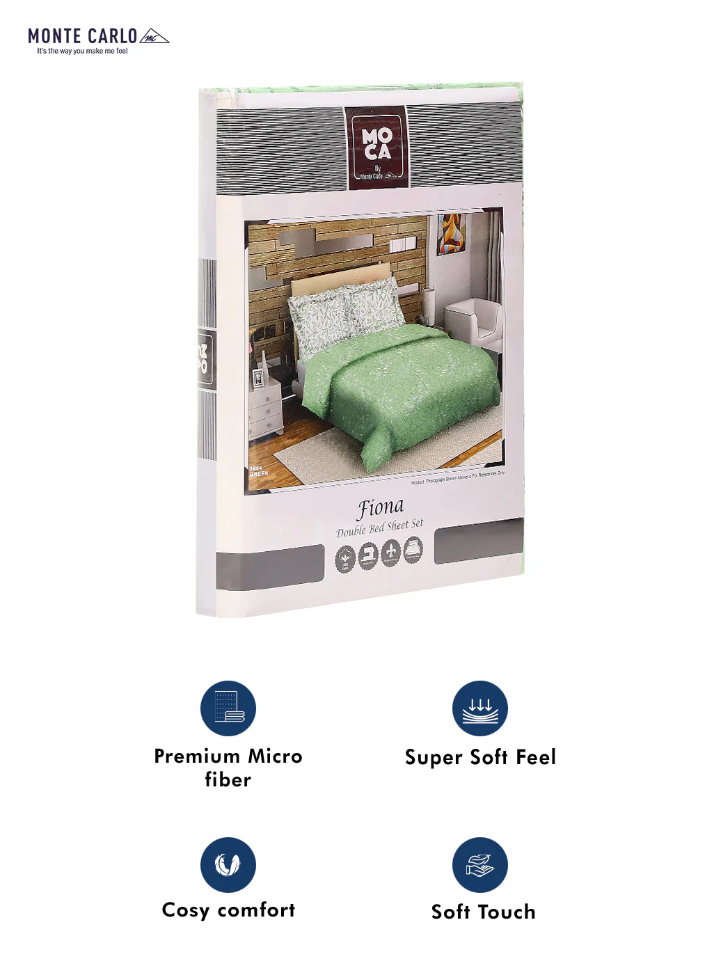 MOCA by Monte Carlo 104 TC Cotton Double Bedsheet with 2 Pillow Covers - Image 9