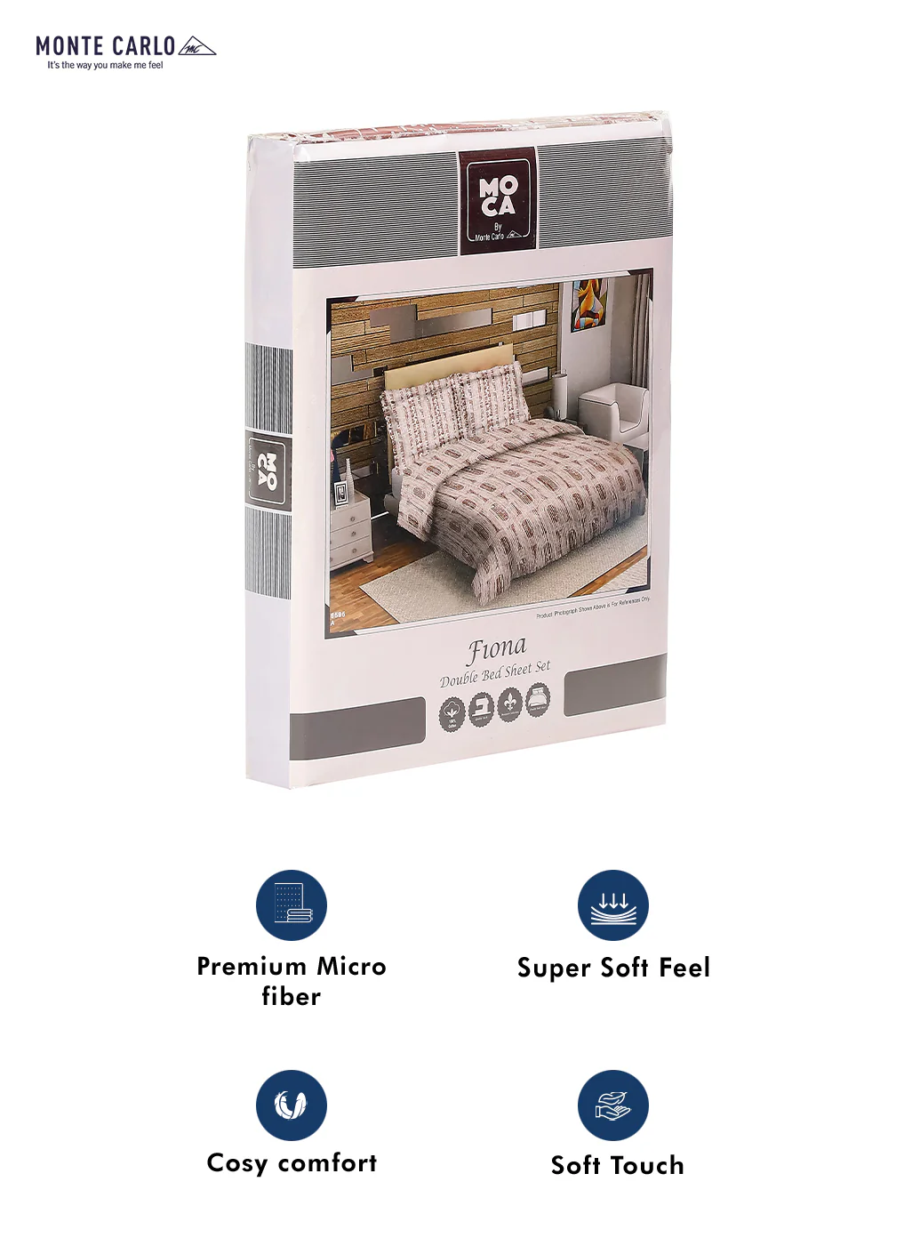 MOCA by Monte Carlo 104 TC Cotton Double Bedsheet with 2 Pillow Covers - Image 9