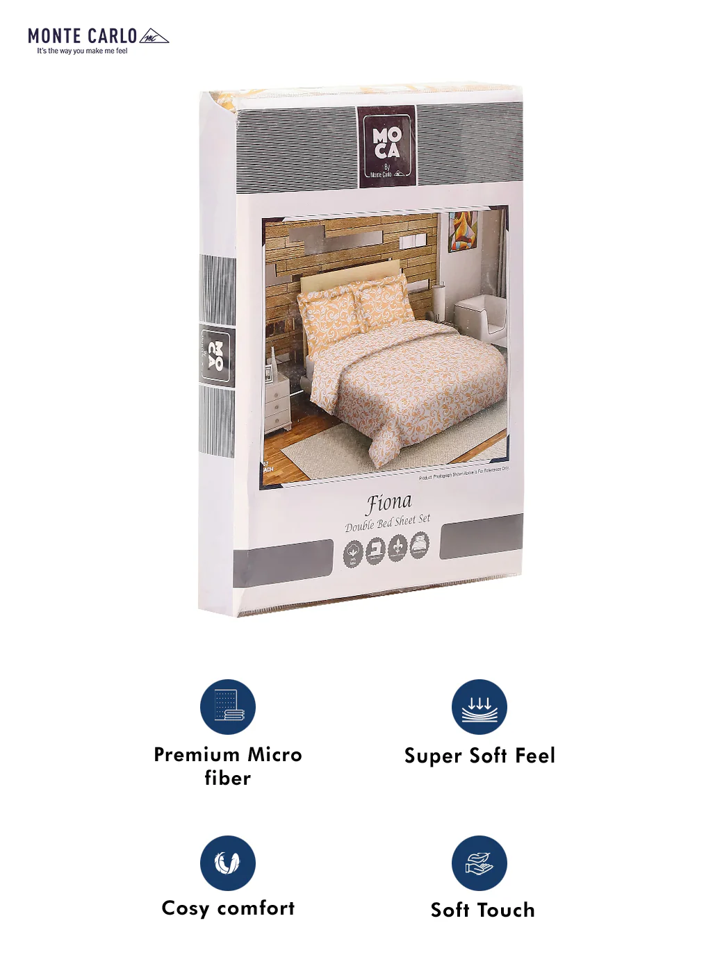 MOCA by Monte Carlo 104 TC Cotton Double Bedsheet with 2 Pillow Covers - Image 9