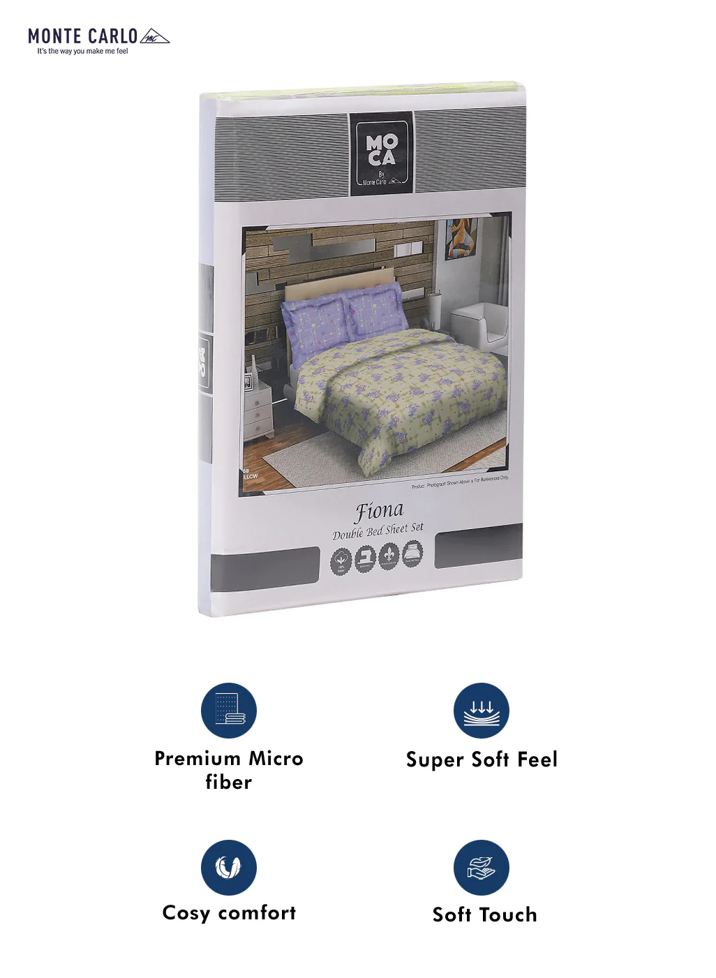 MOCA by Monte Carlo 104 TC Cotton Double Bedsheet with 2 Pillow Covers - Image 9