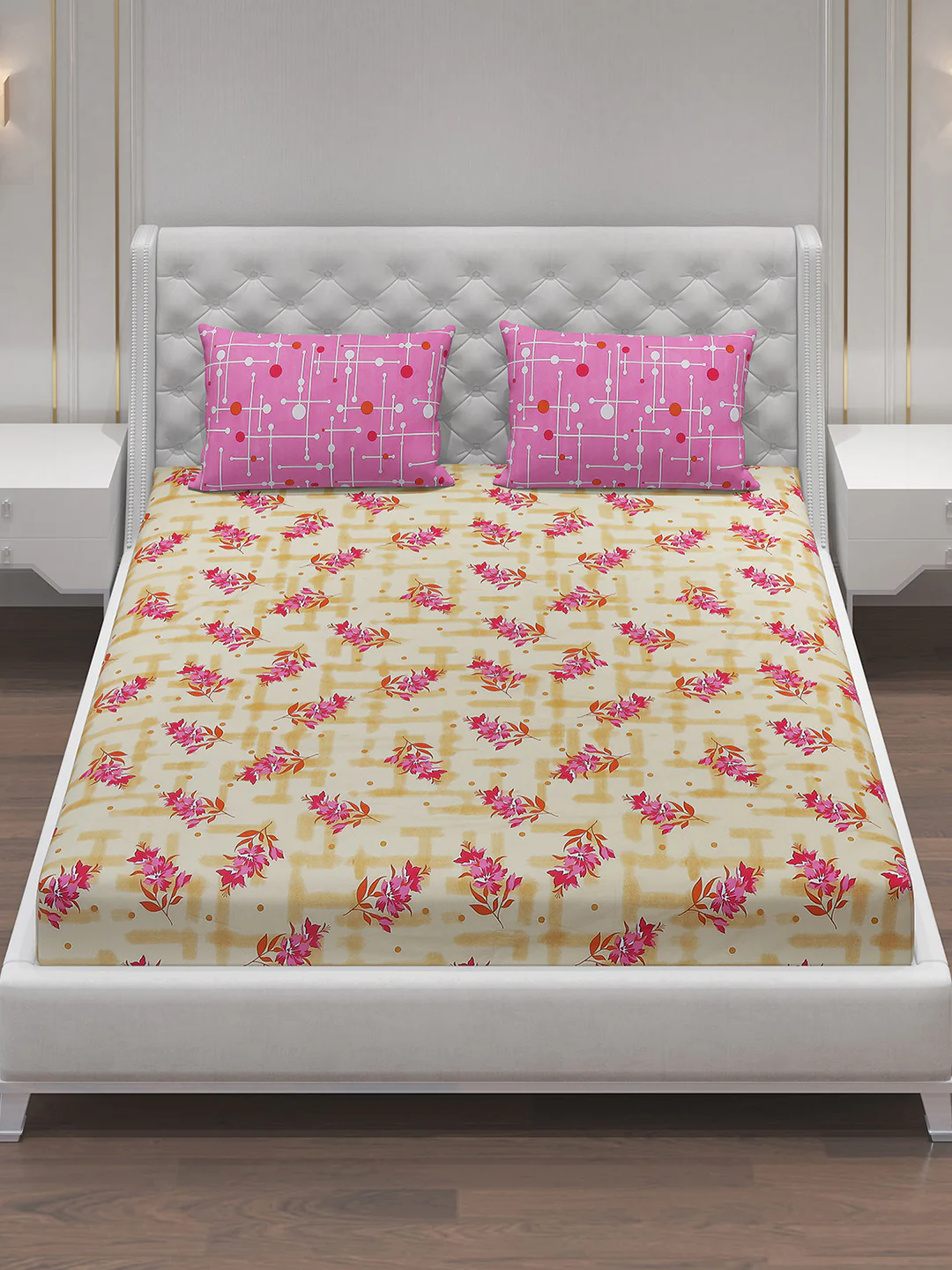 MOCA by Monte Carlo 104 TC Cotton Double Bedsheet with 2 Pillow Covers - Image 2