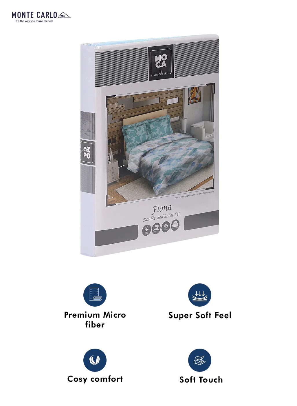 MOCA by Monte Carlo 104 TC Cotton Double Bedsheet with 2 Pillow Covers - Image 9
