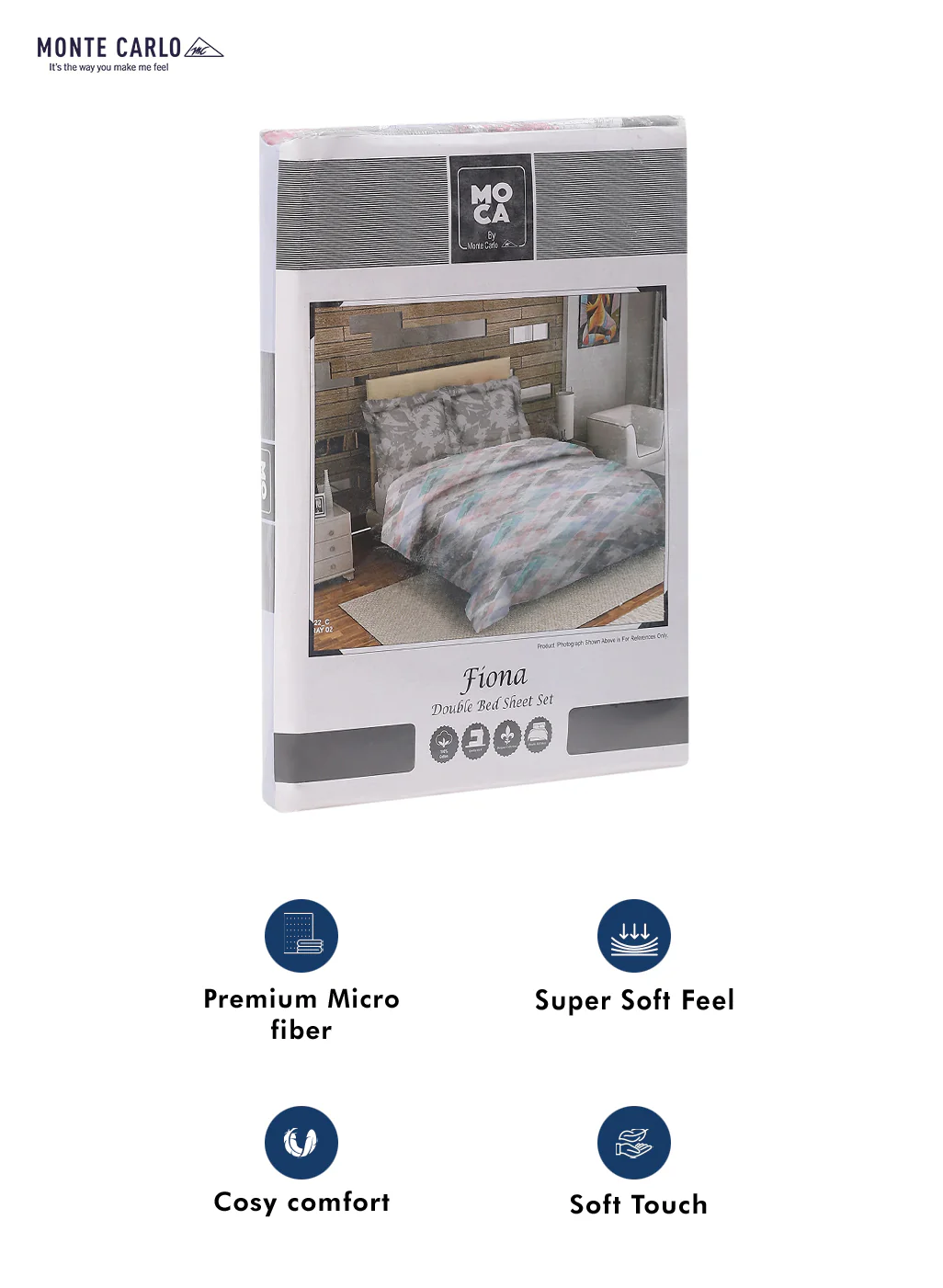 MOCA by Monte Carlo 104 TC Cotton Double Bedsheet with 2 Pillow Covers - Image 9