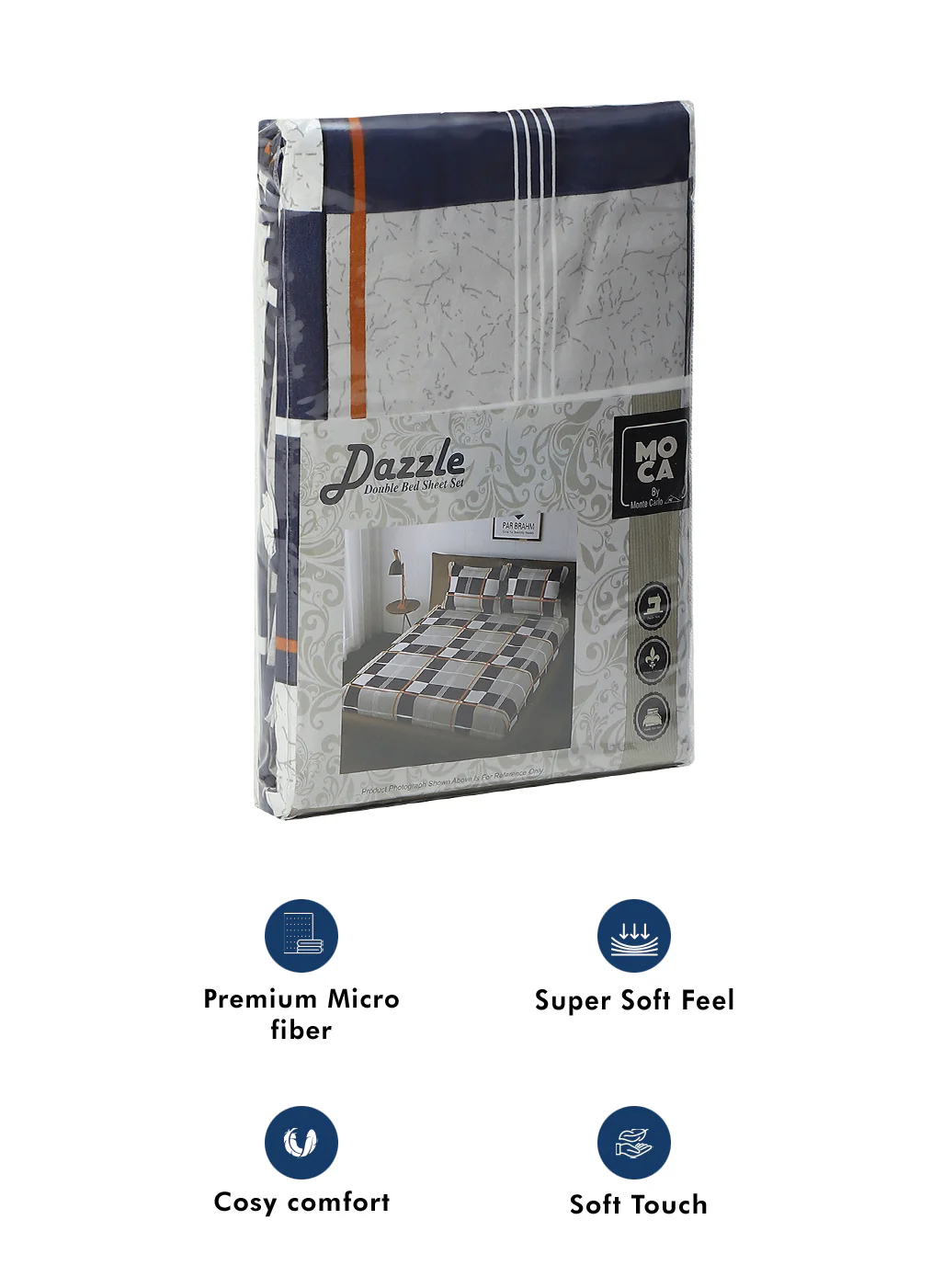 MOCA by Monte Carlo 120 GSM Microfibre Double Bedsheet with 2 Pillow Covers - Image 9