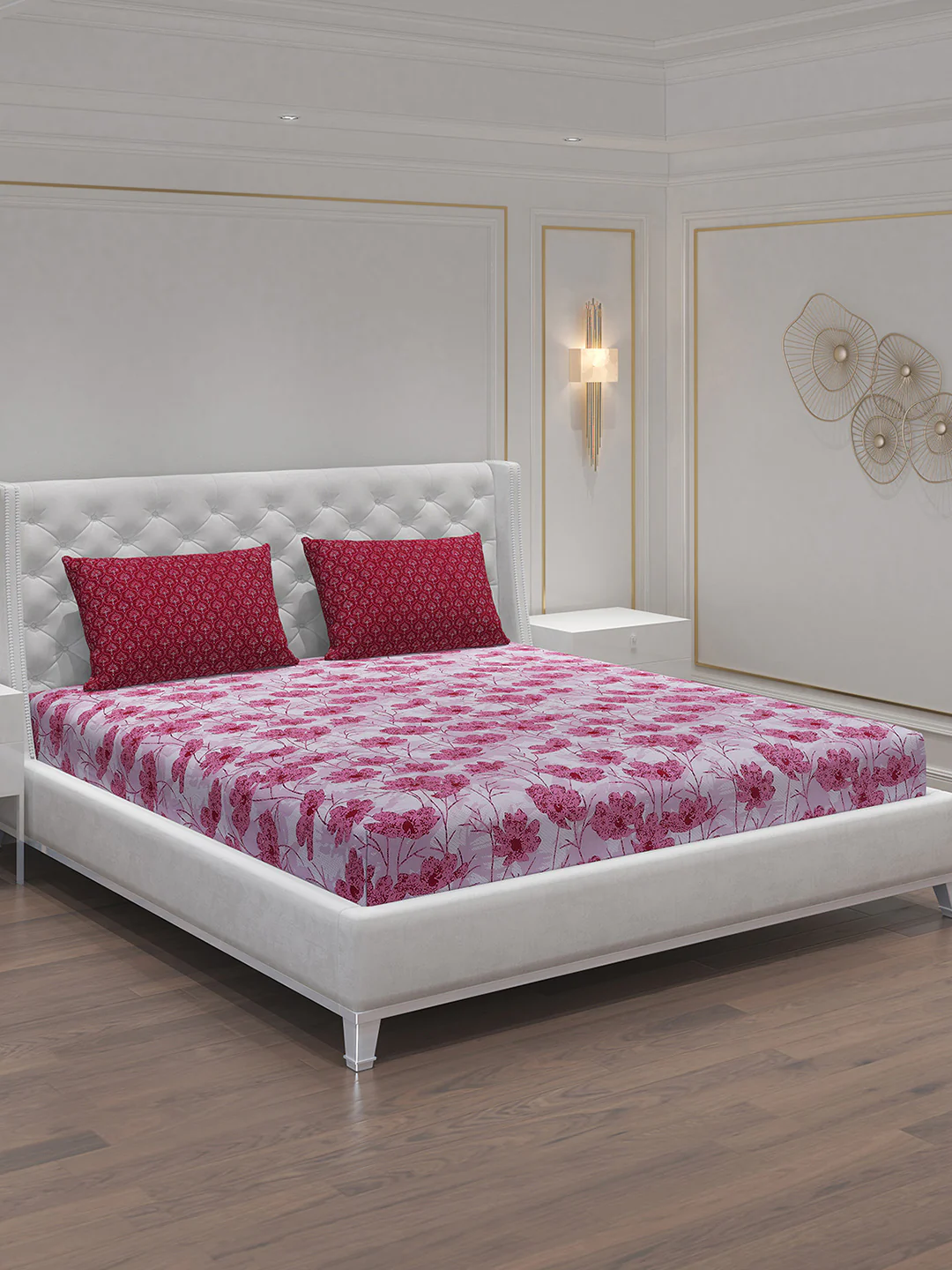 MOCA by Monte Carlo 144 TC Cotton King Bedsheet with 2 Pillow Covers - Image 2