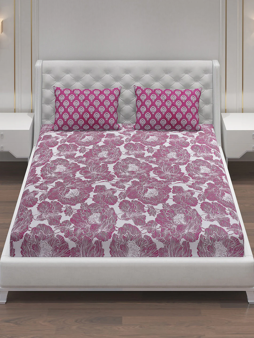 MOCA by Monte Carlo 144 TC Cotton King Bedsheet with 2 Pillow Covers - Image 2
