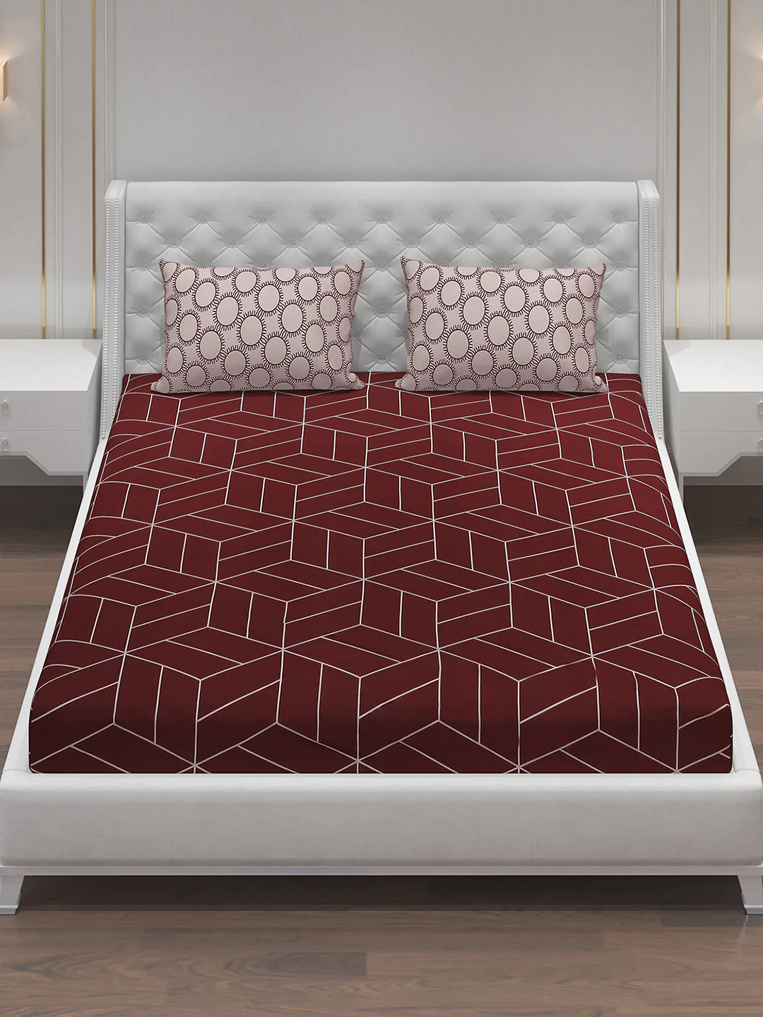 MOCA by Monte Carlo 144 TC Cotton King Bedsheet with 2 Pillow Covers - Image 3