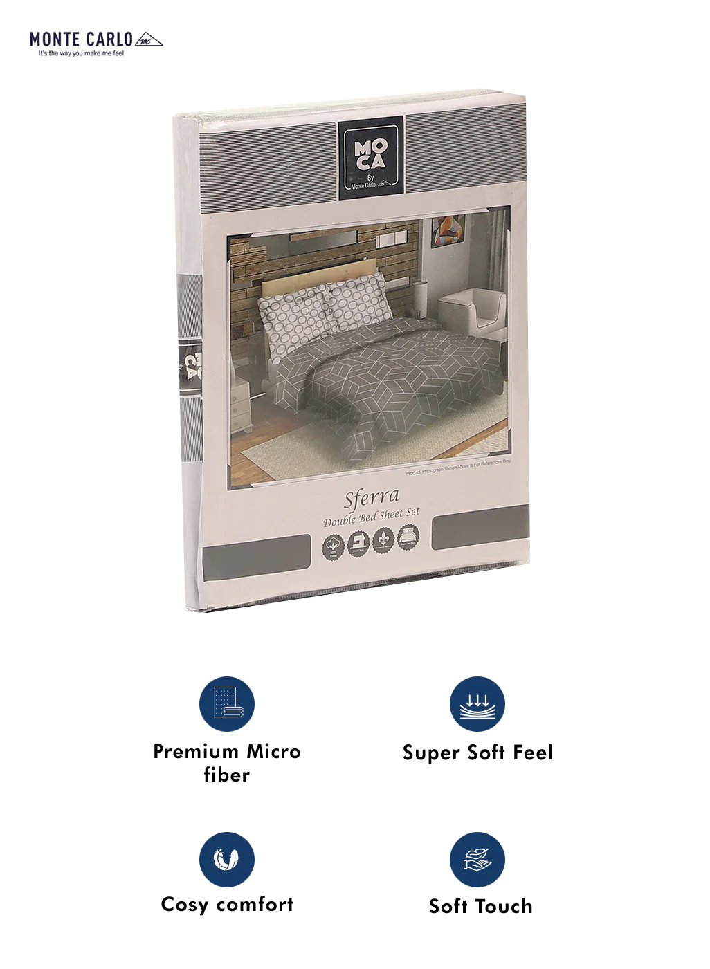 MOCA by Monte Carlo 144 TC Cotton King Bedsheet with 2 Pillow Covers - Image 9
