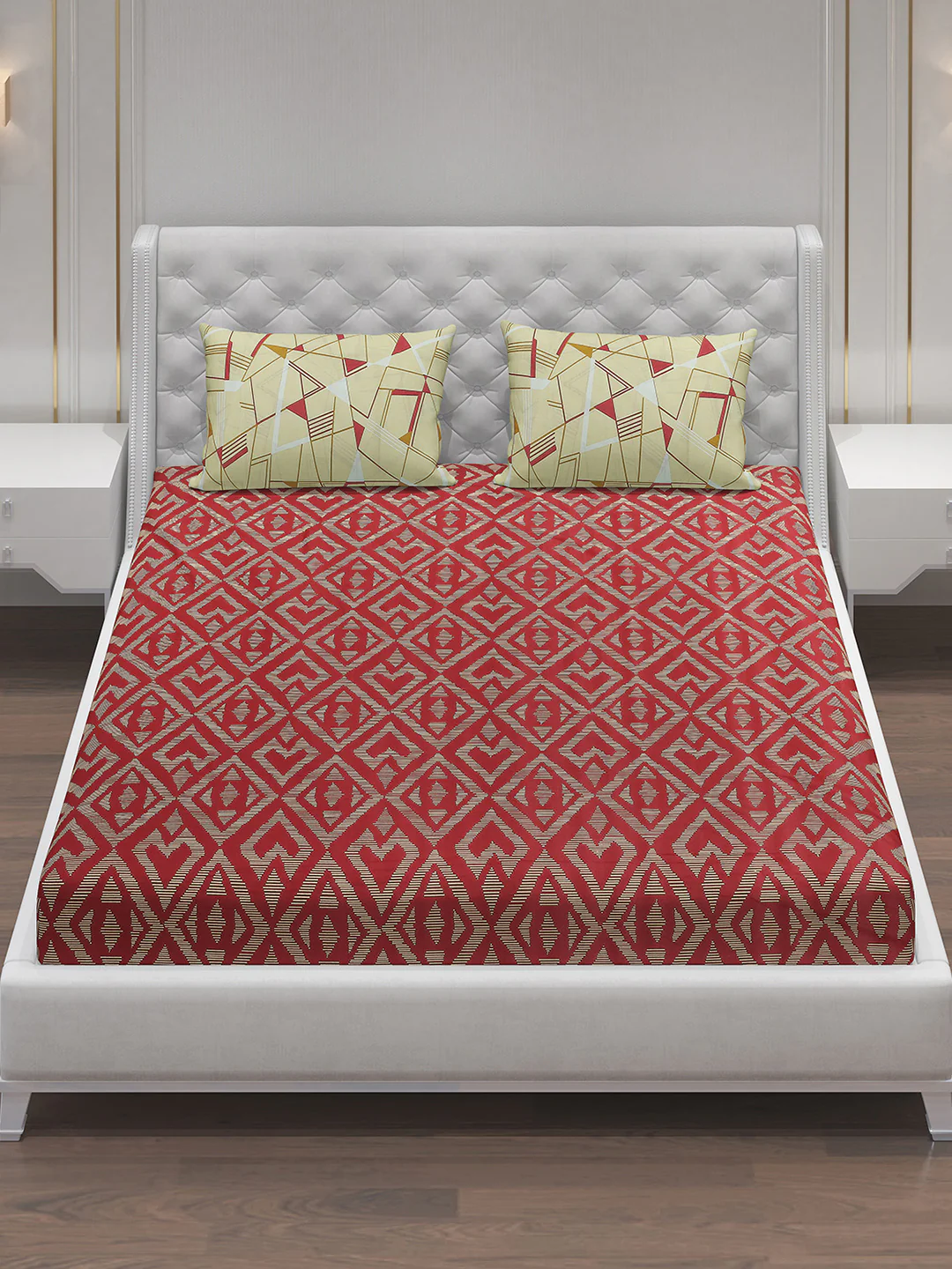MOCA by Monte Carlo 144 TC Cotton King Bedsheet with 2 Pillow Covers - Image 2