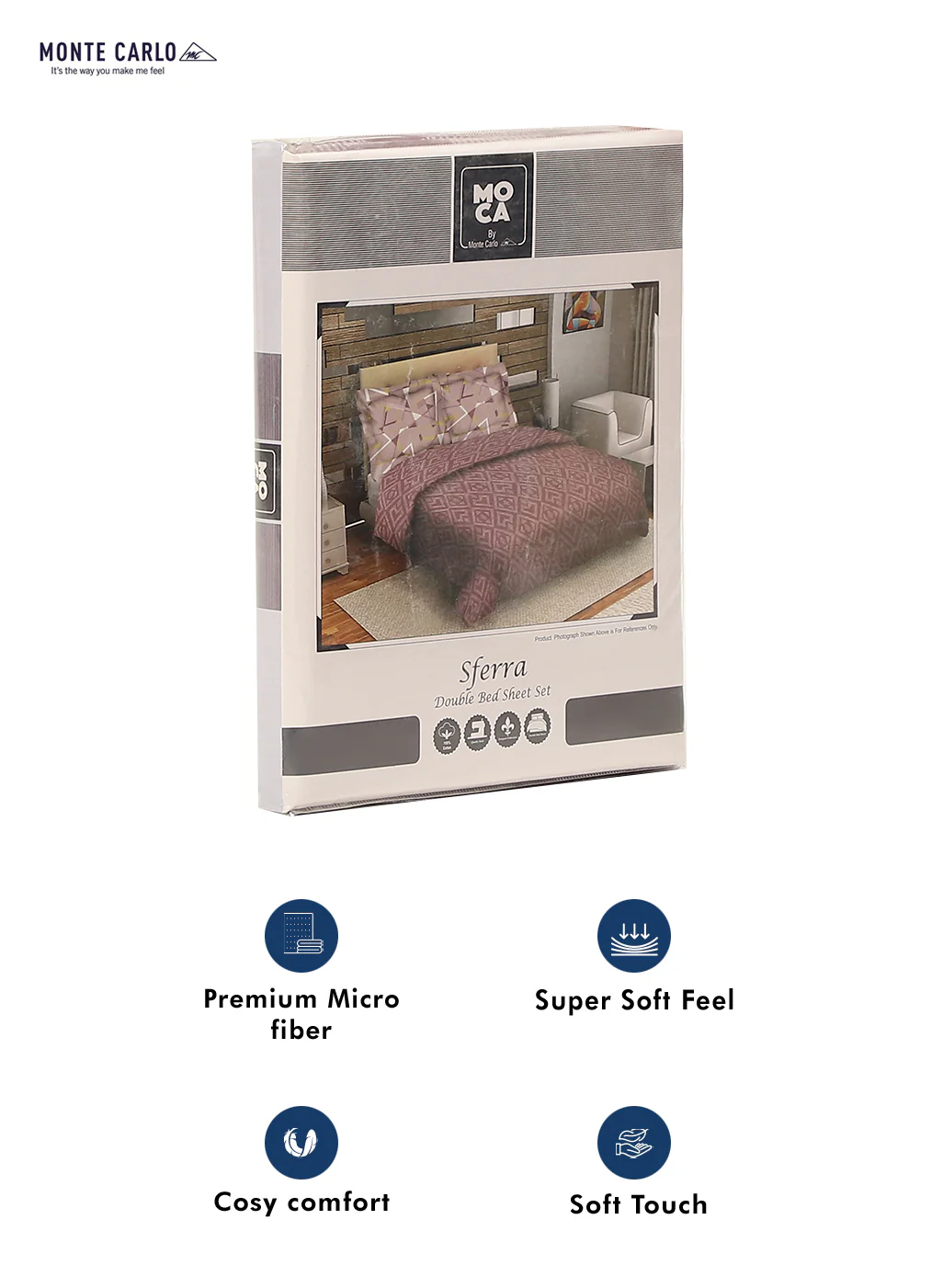 MOCA by Monte Carlo 144 TC Cotton King Bedsheet with 2 Pillow Covers - Image 9