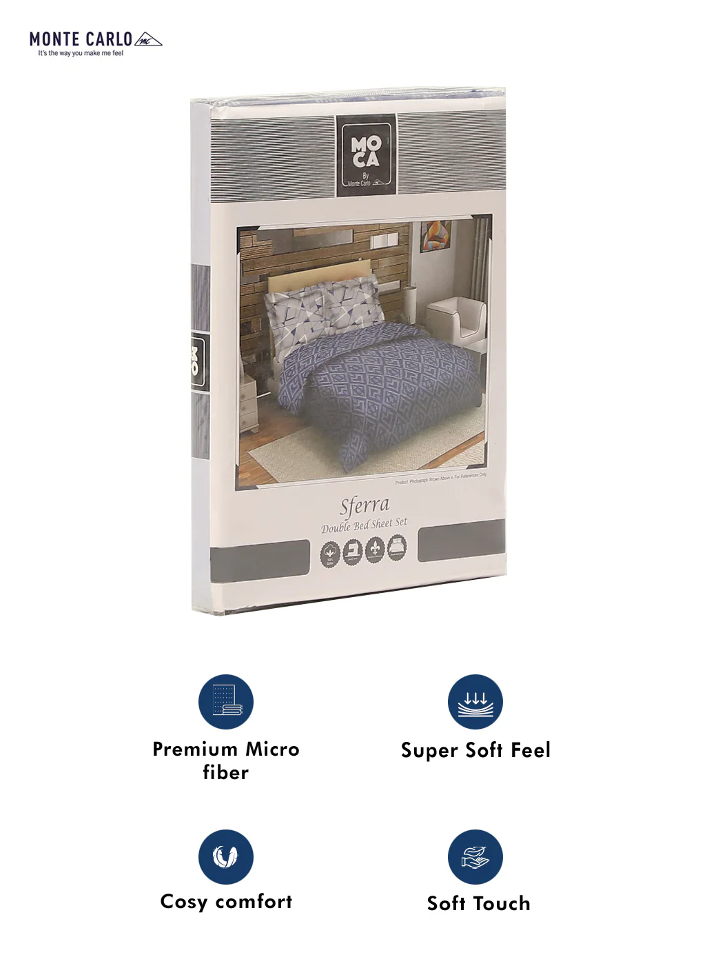 MOCA by Monte Carlo 144 TC Cotton King Bedsheet with 2 Pillow Covers - Image 9