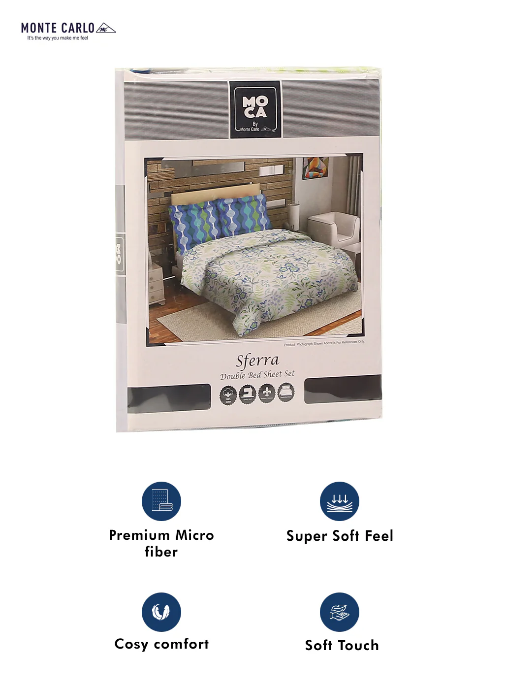 MOCA by Monte Carlo 144 TC Cotton King Bedsheet with 2 Pillow Covers - Image 9