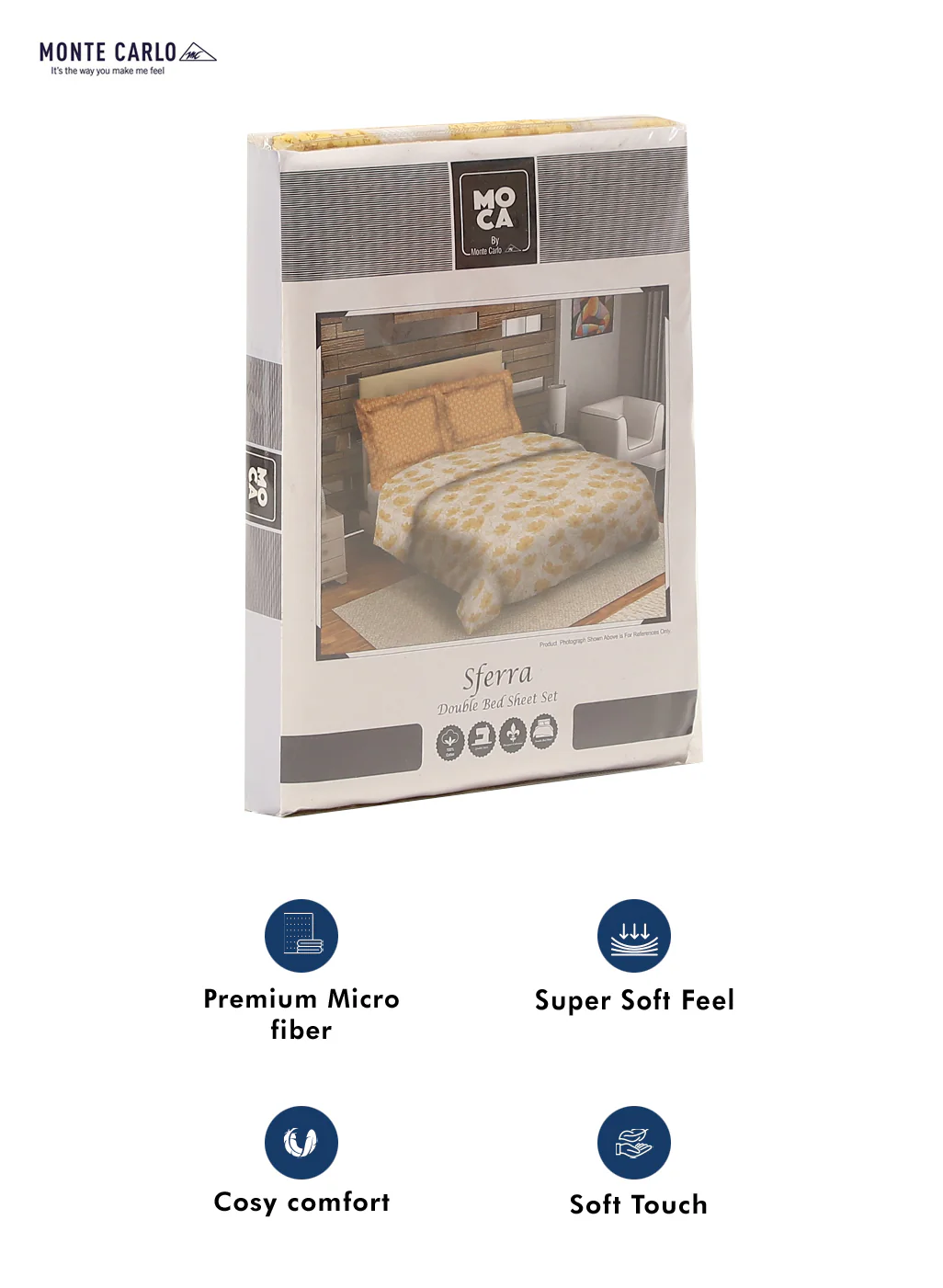 MOCA by Monte Carlo 144 TC Cotton King Bedsheet with 2 Pillow Covers - Image 9