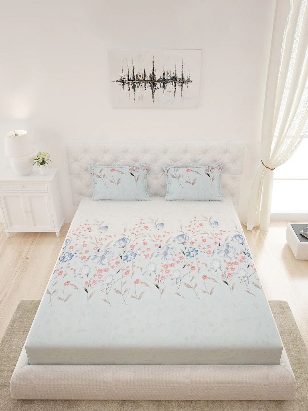 210 TC Cotton King Bedsheet with 2 Pillow Covers - Image 2