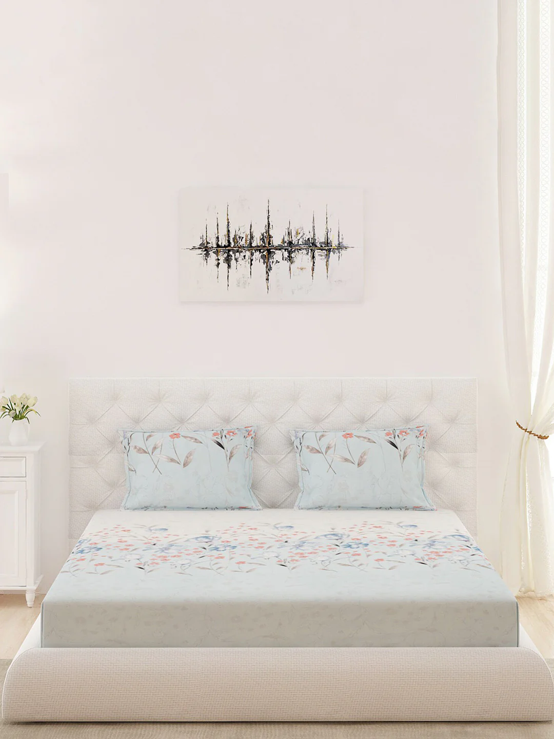 210 TC Cotton King Bedsheet with 2 Pillow Covers - Image 3