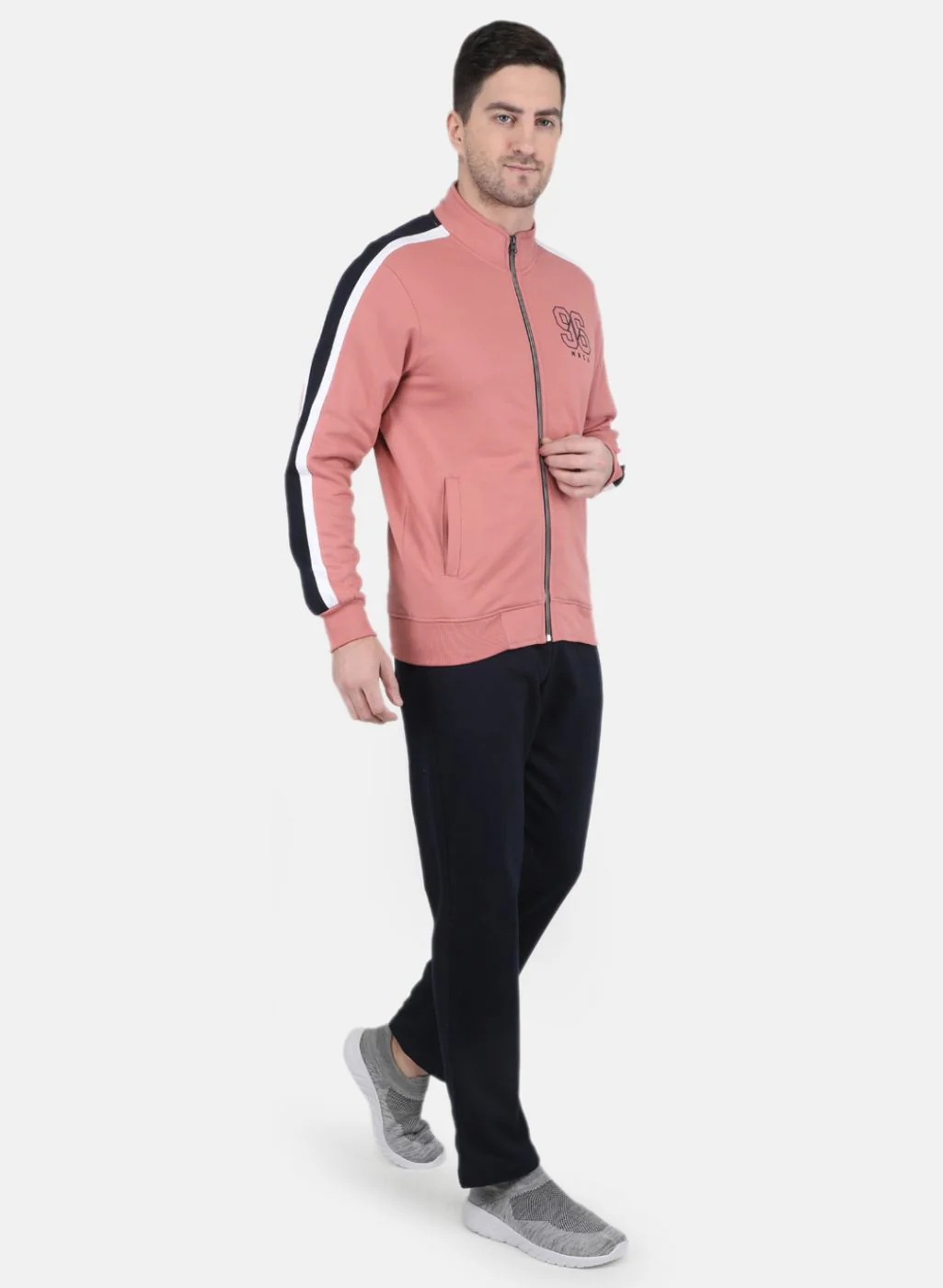 Men Light Pink Solid Sweatshirt - Image 7
