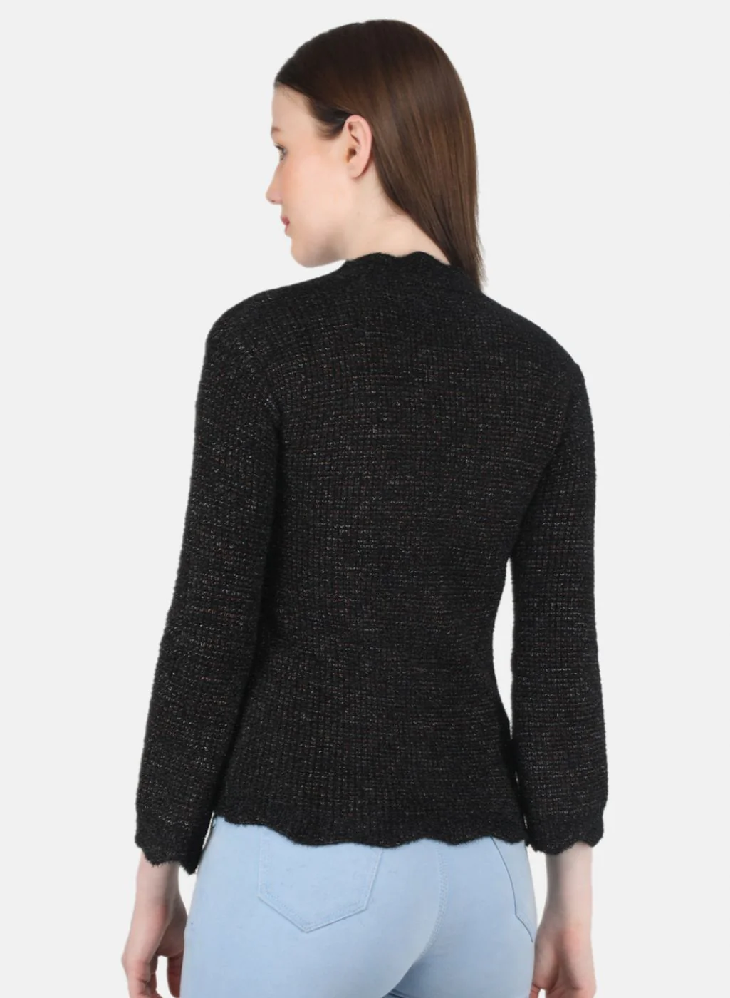 Women Black Self Design Top - Image 3