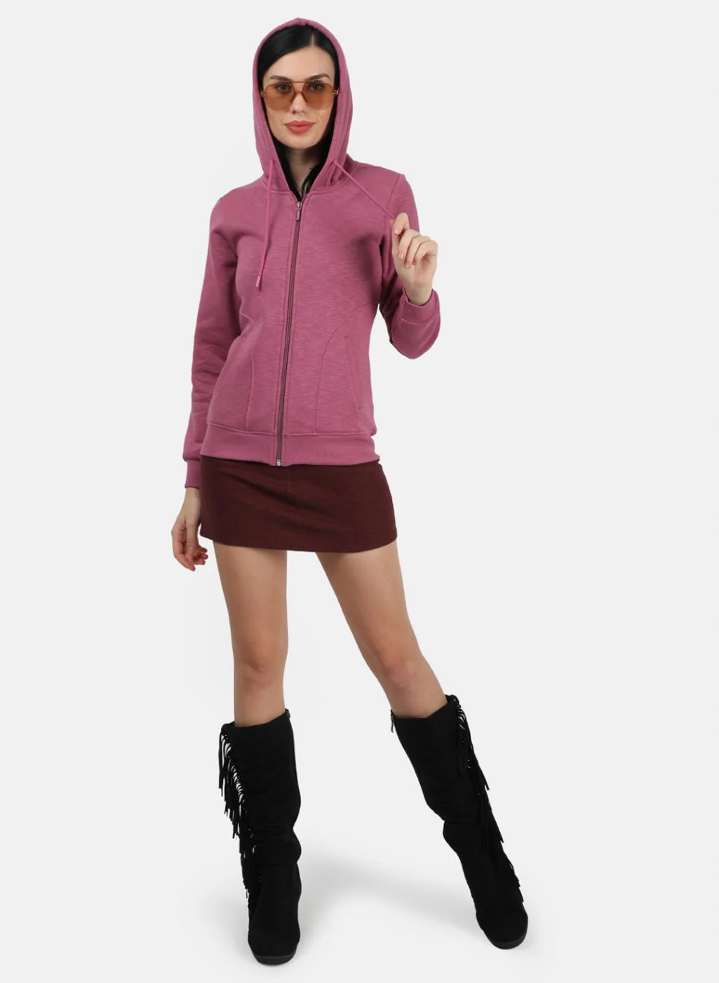 Women Dark Pink Solid Sweatshirt - Image 4
