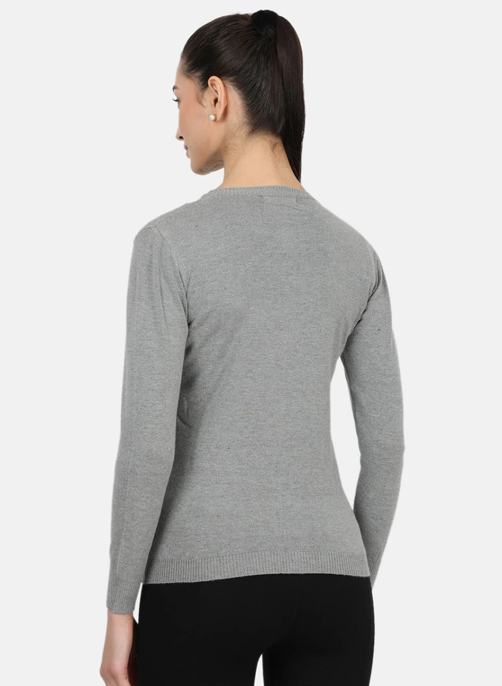 Women Grey Solid Cardigan - Image 3