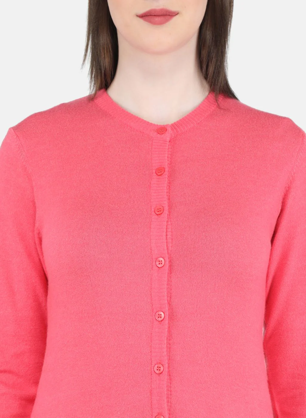 Women Pink Self Design Cardigan - Image 5
