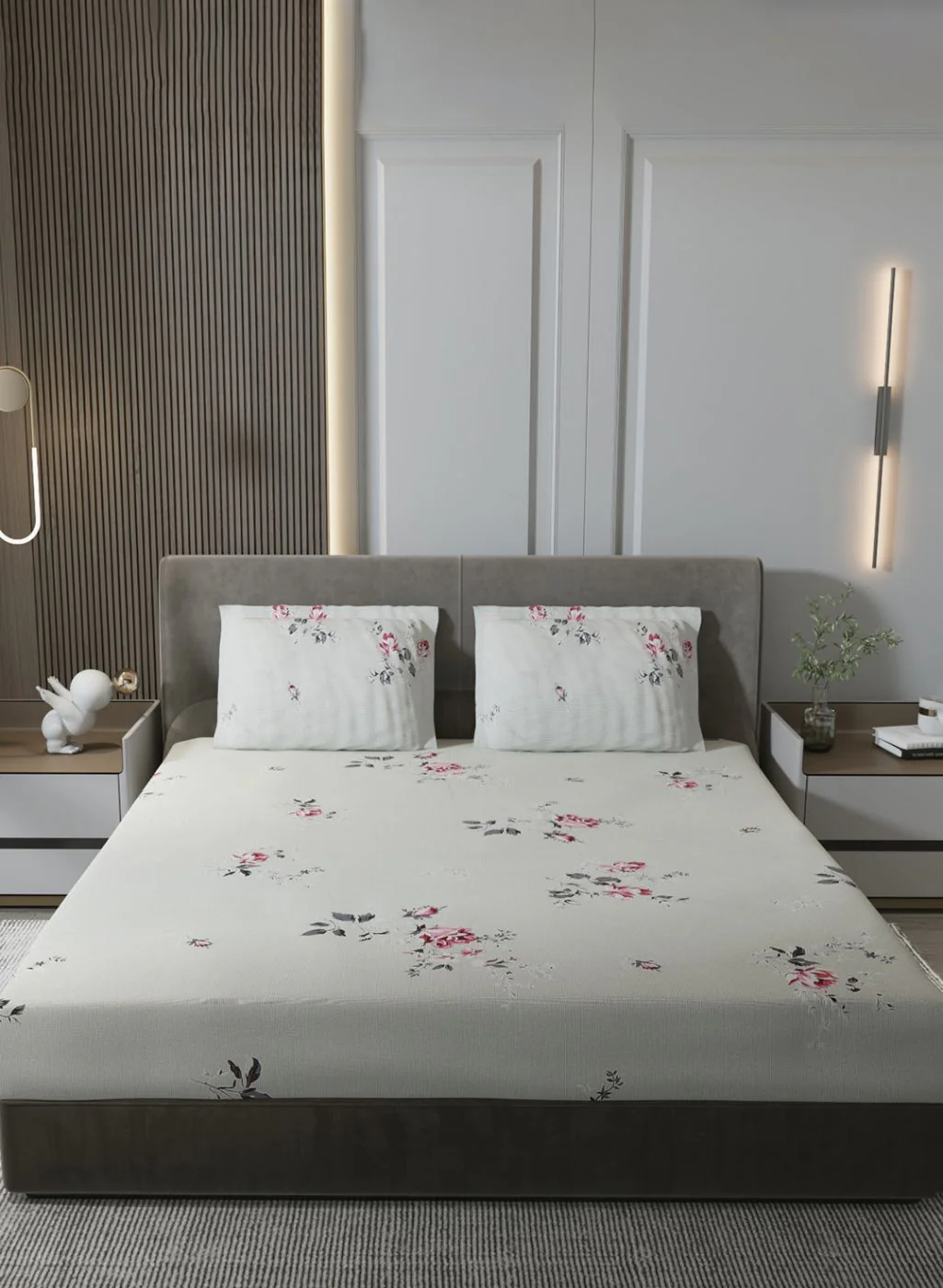 120TC Pure Cotton Queen Bedsheet with 2 Pillow Covers - Image 2