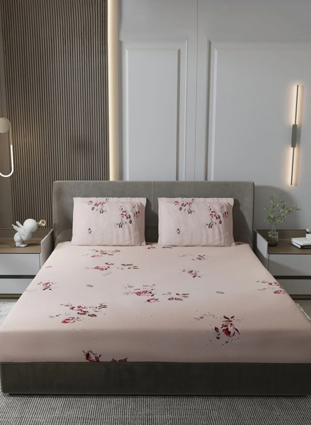 120TC Pure Cotton Queen Bedsheet with 2 Pillow Covers - Image 2