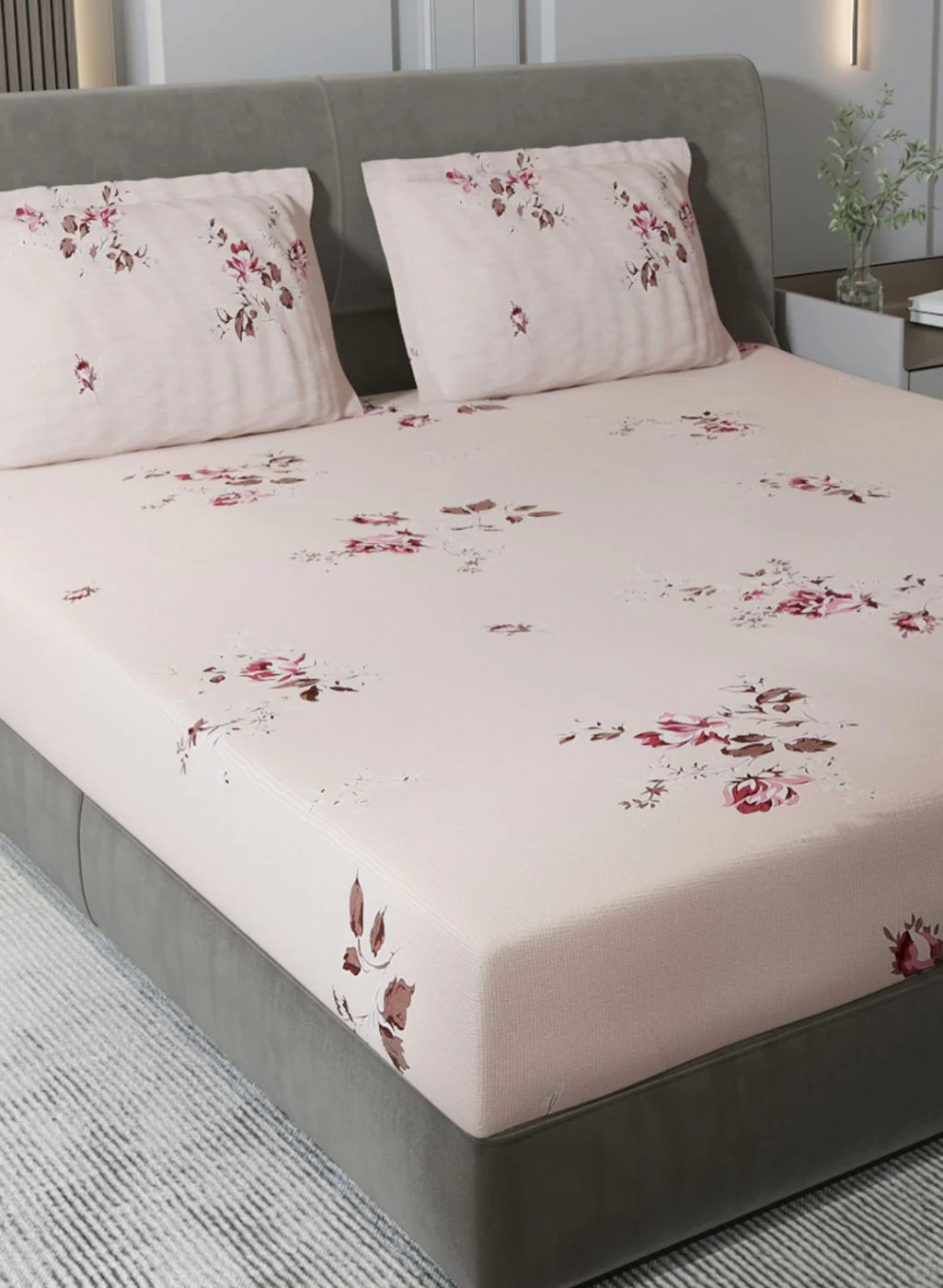 120TC Pure Cotton Queen Bedsheet with 2 Pillow Covers - Image 4