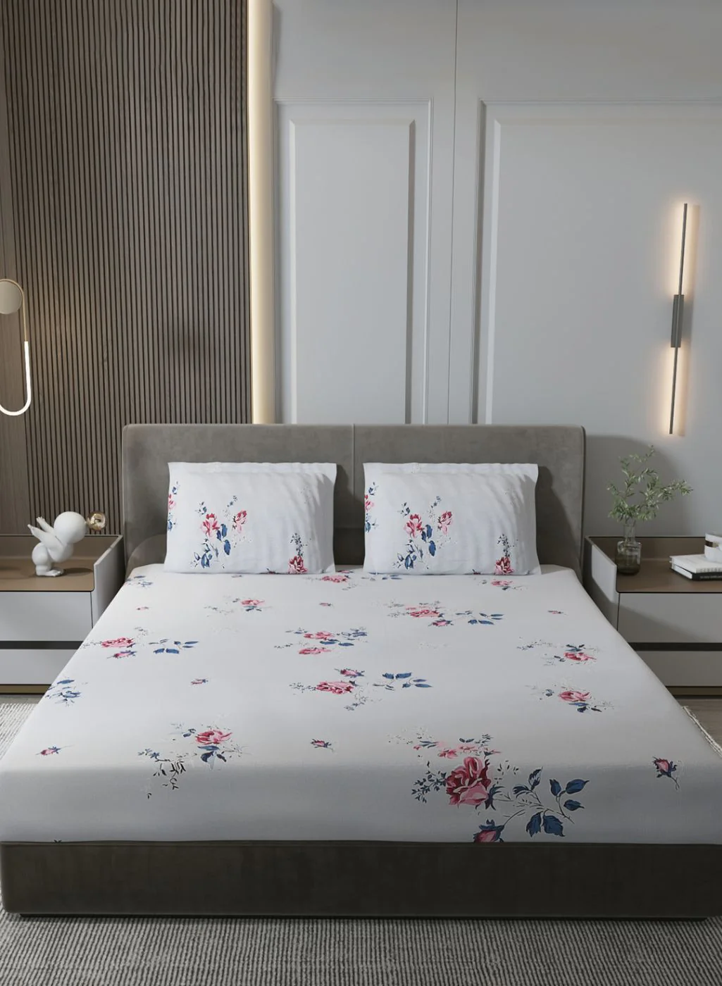 120TC Pure Cotton Queen Bedsheet with 2 Pillow Covers - Image 2