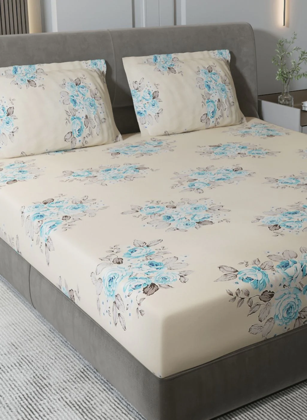 120TC Pure Cotton Queen Bedsheet with 2 Pillow Covers - Image 4