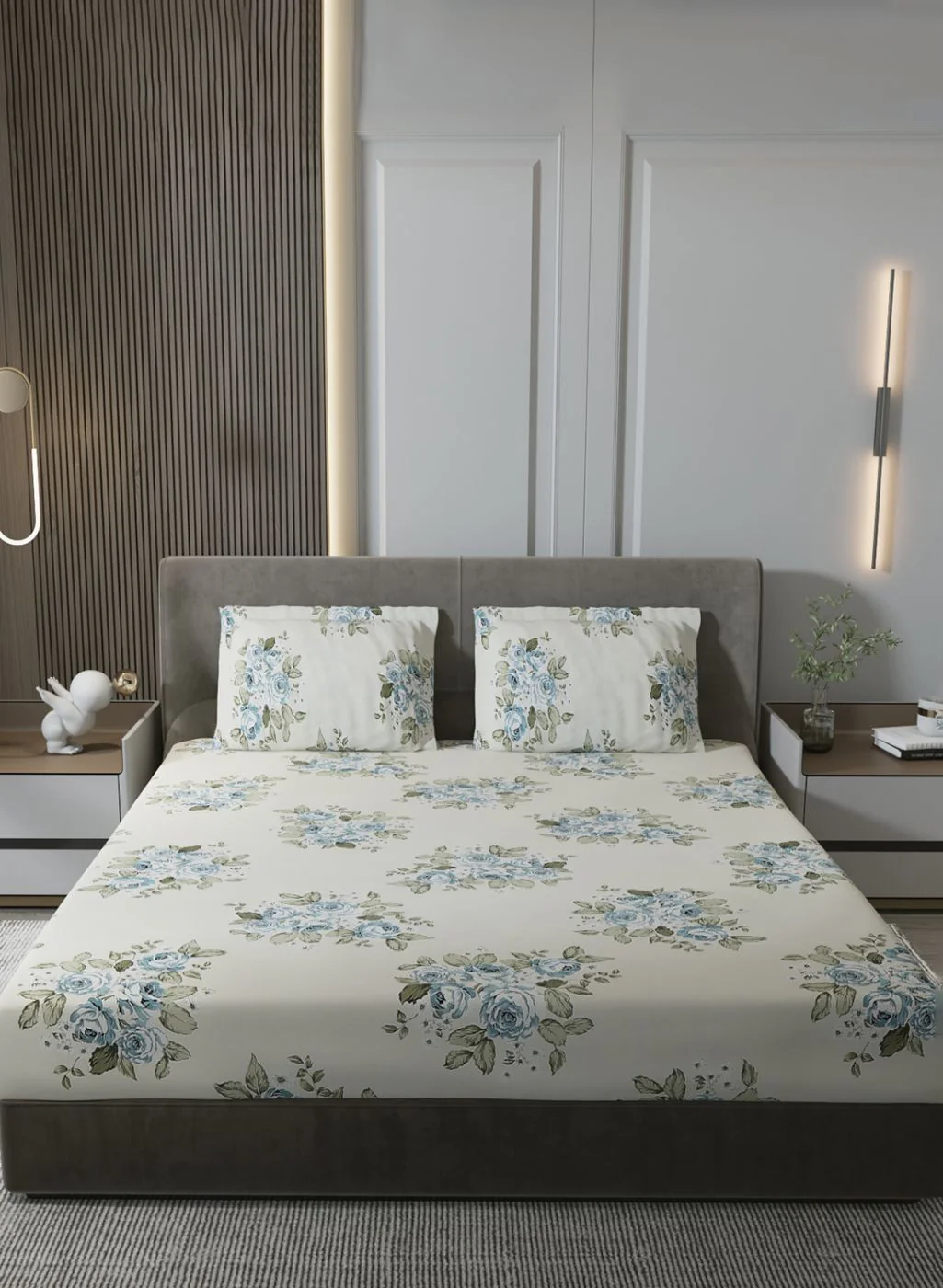 120TC Pure Cotton Queen Bedsheet with 2 Pillow Covers - Image 2