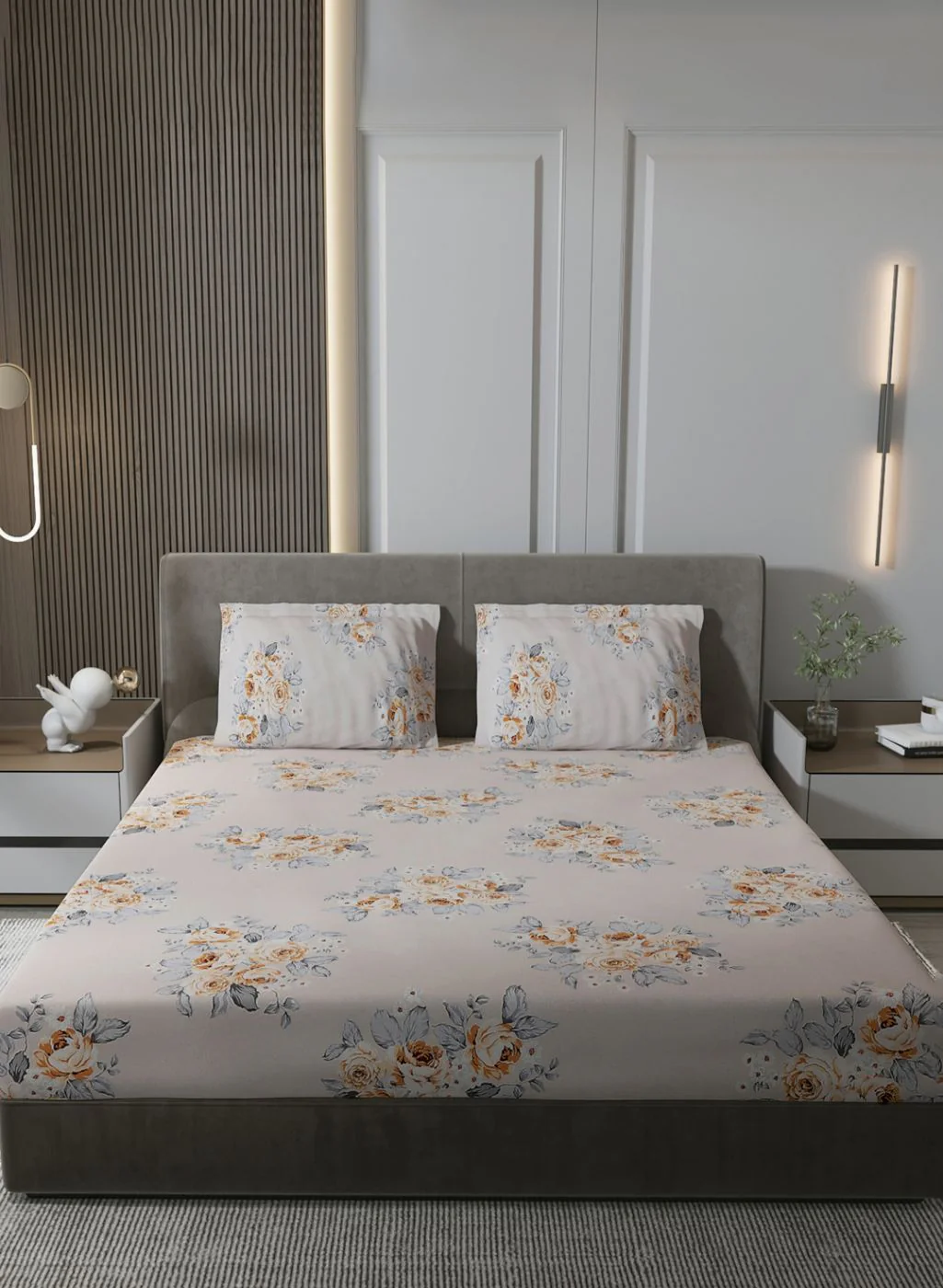 120TC Pure Cotton Queen Bedsheet with 2 Pillow Covers - Image 2