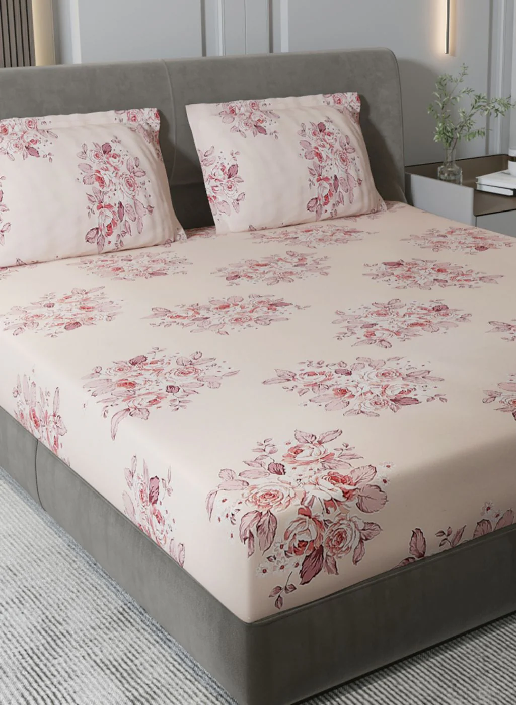 120TC Pure Cotton Queen Bedsheet with 2 Pillow Covers - Image 4