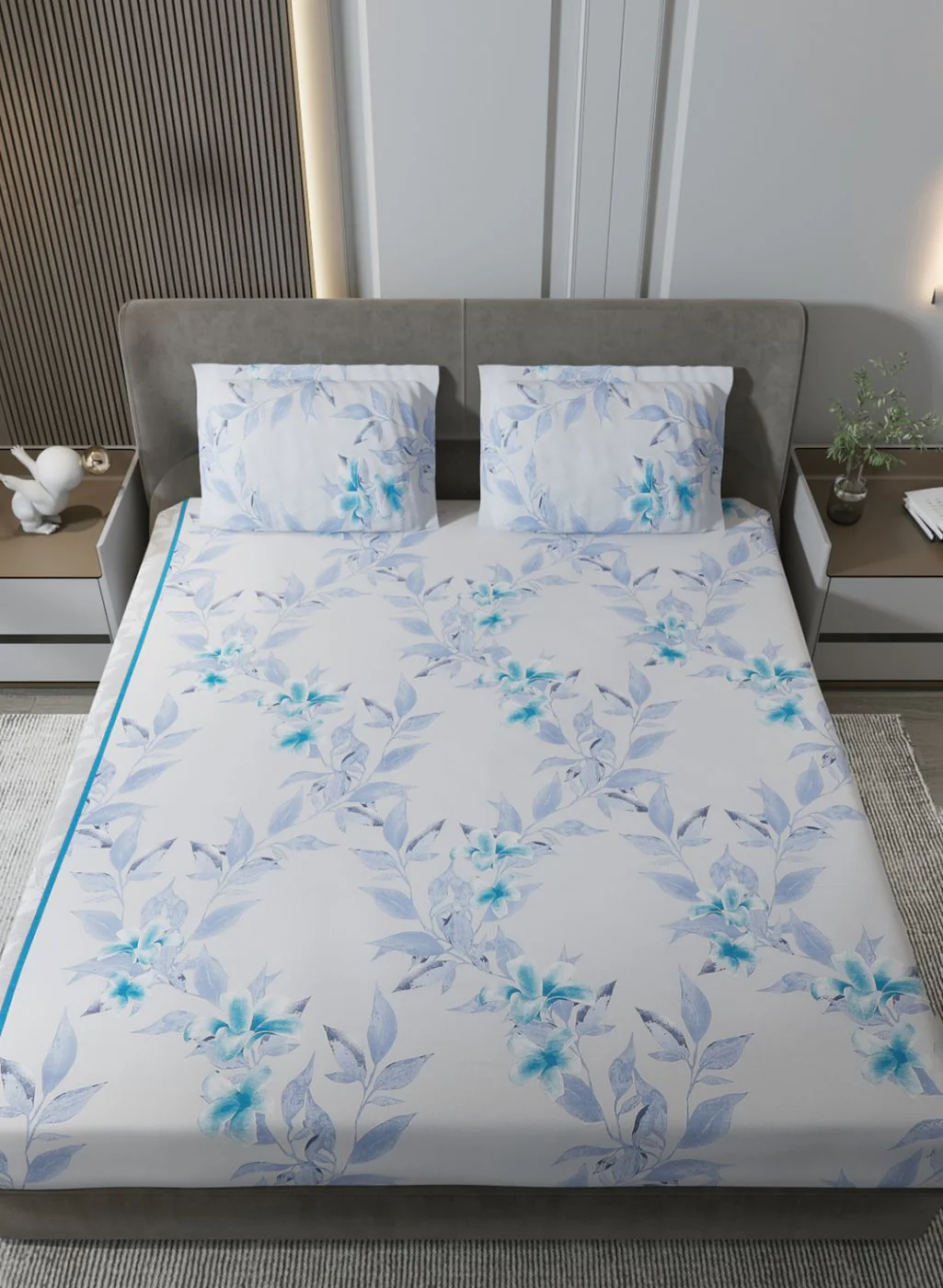 120TC Pure Cotton Queen Bedsheet with 2 Pillow Covers - Image 3