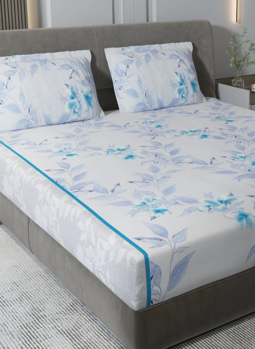 120TC Pure Cotton Queen Bedsheet with 2 Pillow Covers - Image 4