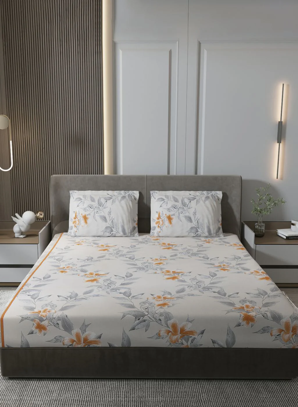 120TC Pure Cotton Queen Bedsheet with 2 Pillow Covers - Image 3