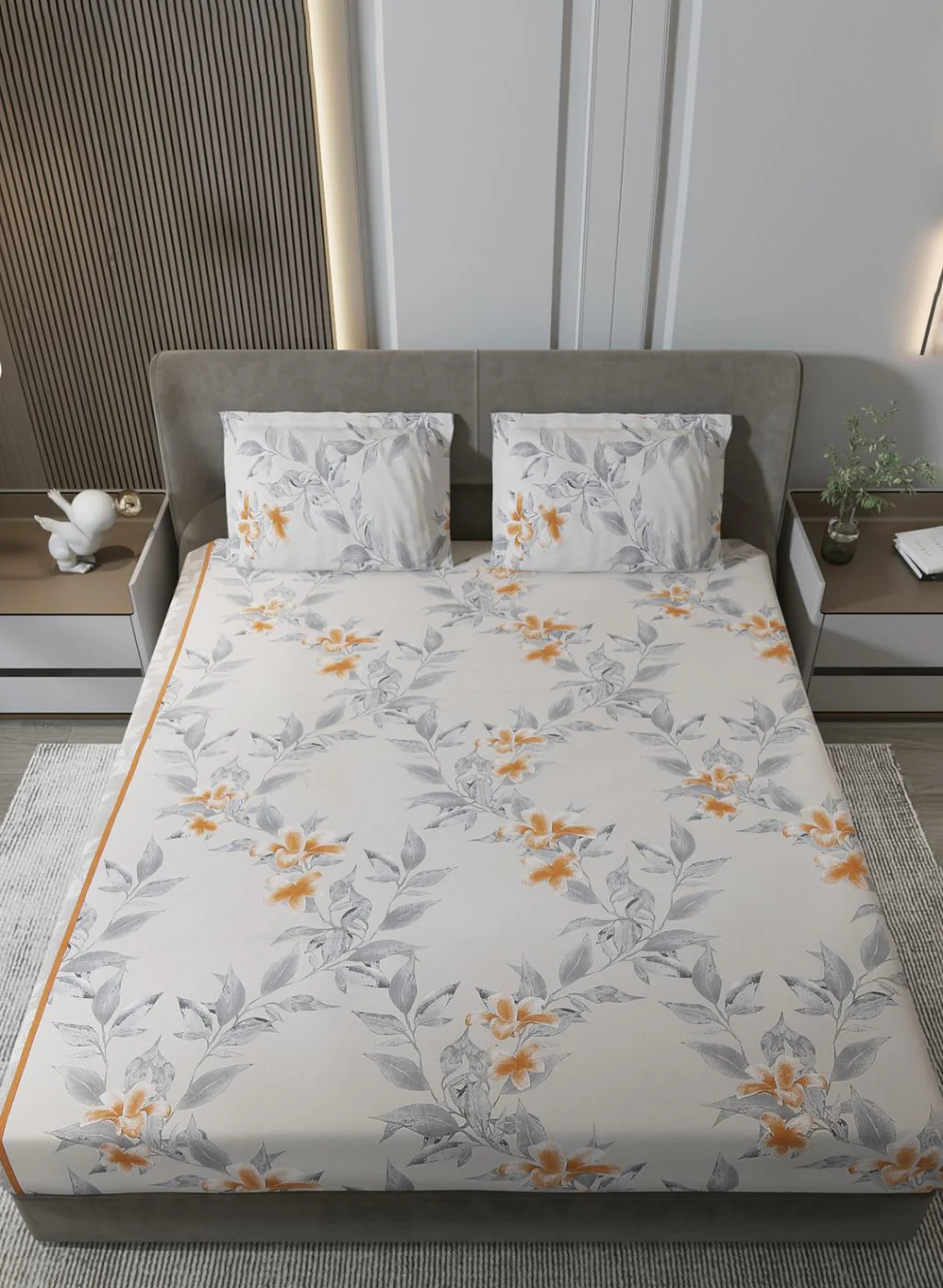 120TC Pure Cotton Queen Bedsheet with 2 Pillow Covers - Image 4