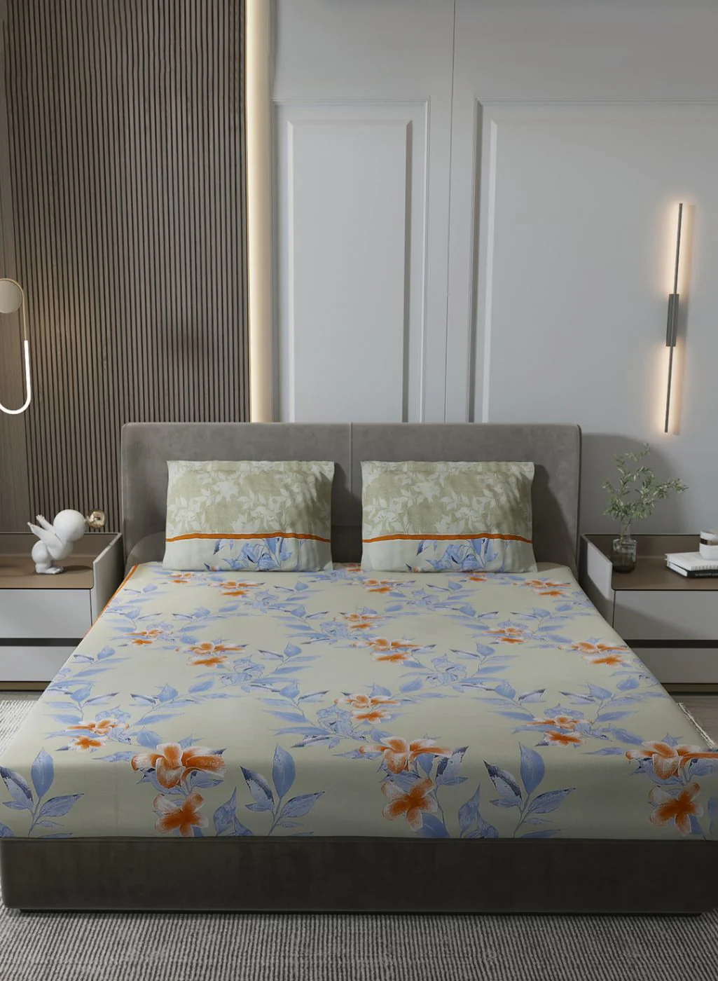 120TC Pure Cotton Queen Bedsheet with 2 Pillow Covers - Image 2