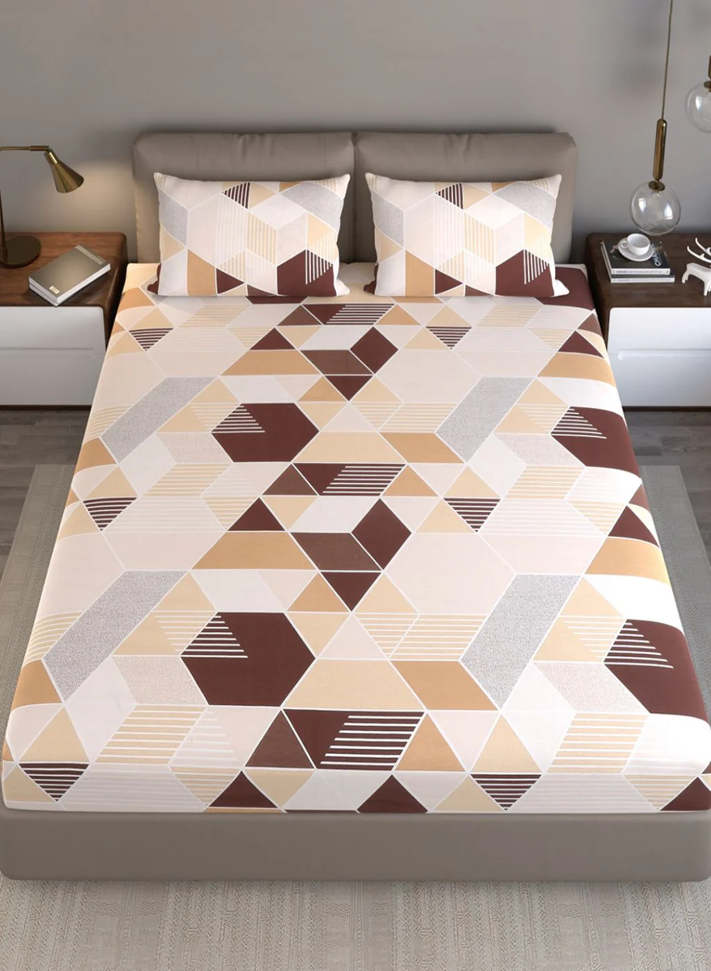 120TC Pure Cotton Queen Bedsheet with 2 Pillow Covers - Image 3
