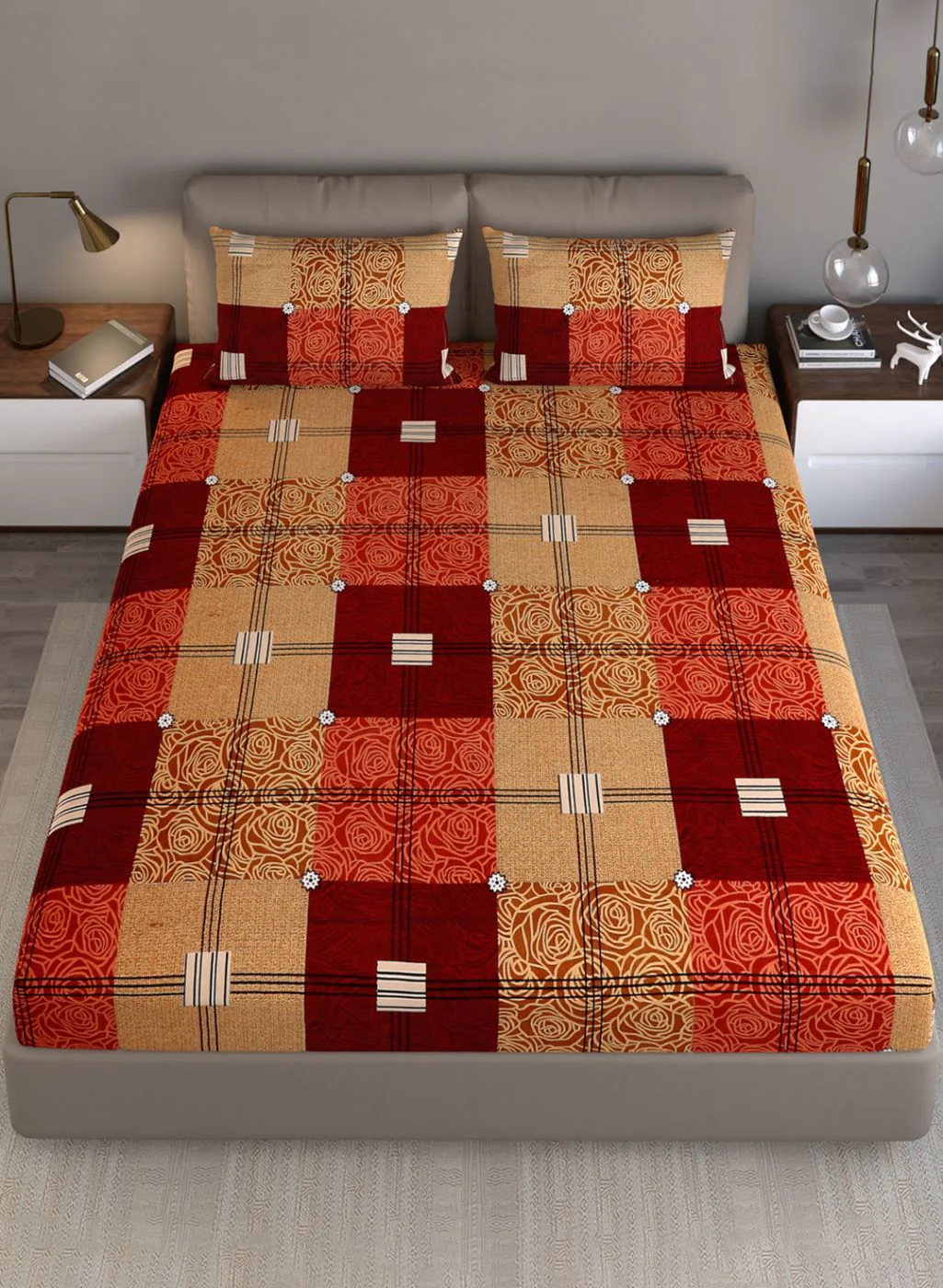 130 GSM Polyester Queen Bedsheet with 2 Pillow Covers - Image 3