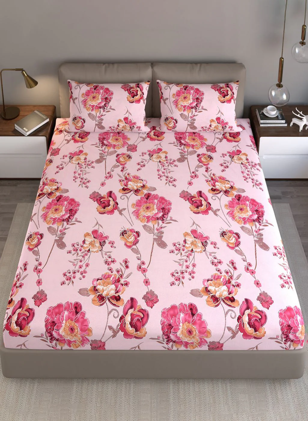 130 GSM Polyester Queen Bedsheet with 2 Pillow Covers - Image 3