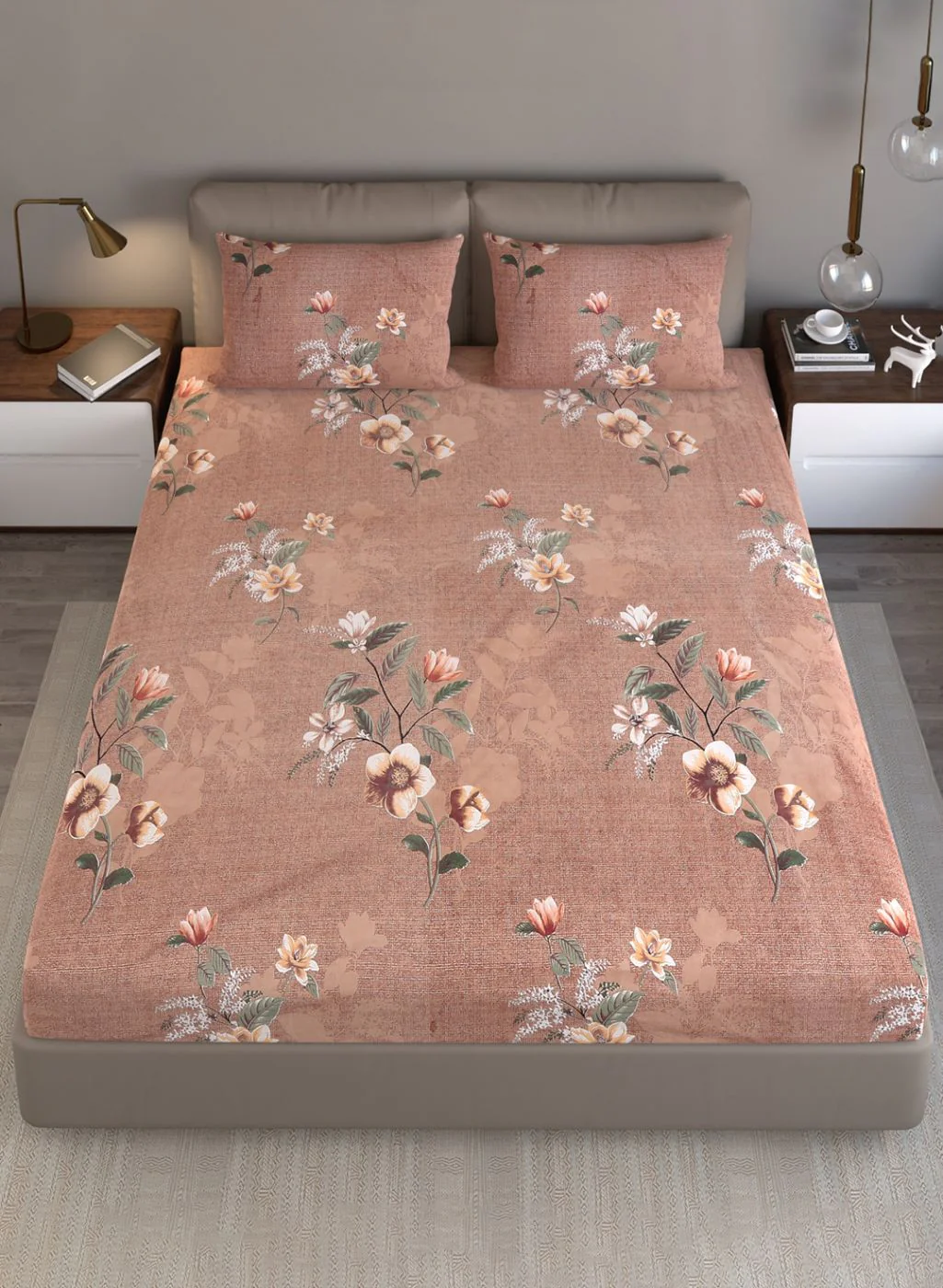 130 GSM Polyester Queen Bedsheet with 2 Pillow Covers - Image 3