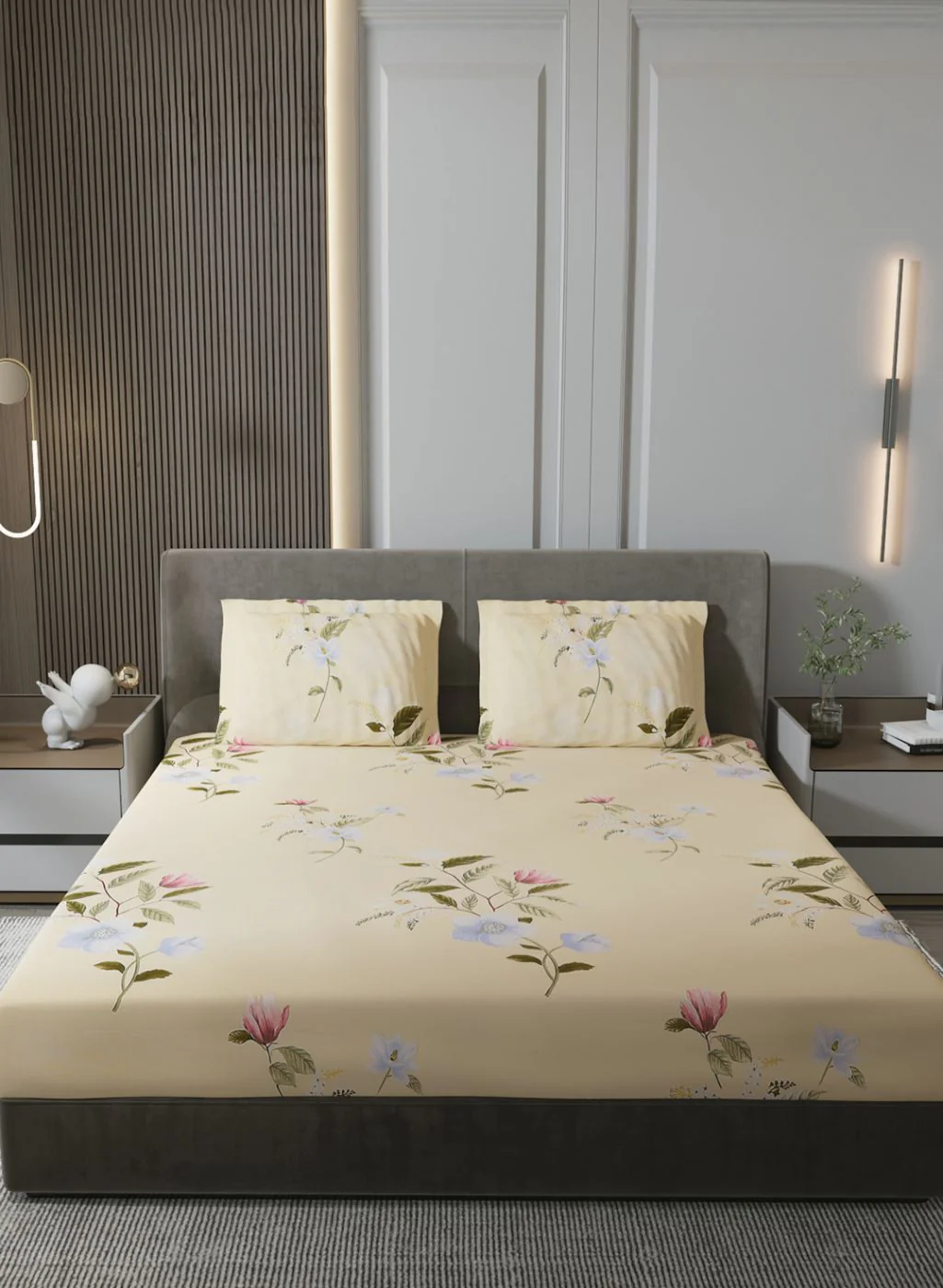130 GSM Polyester Queen Bedsheet with 2 Pillow Covers - Image 2
