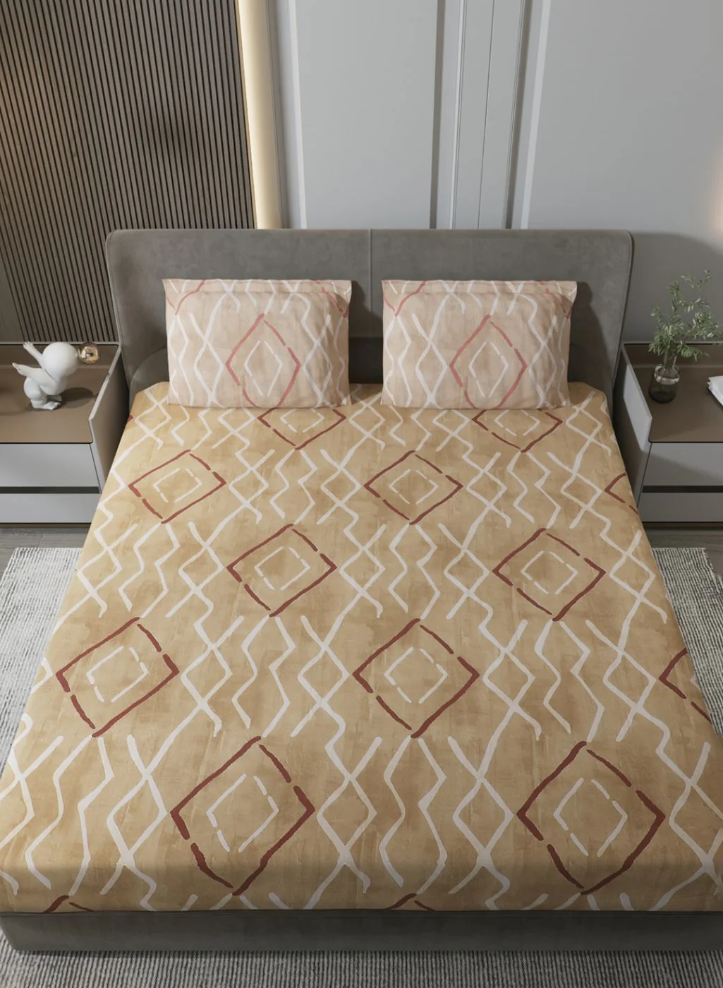 140TC Pure Cotton King Bedsheet with 2 Pillow Covers - Image 4