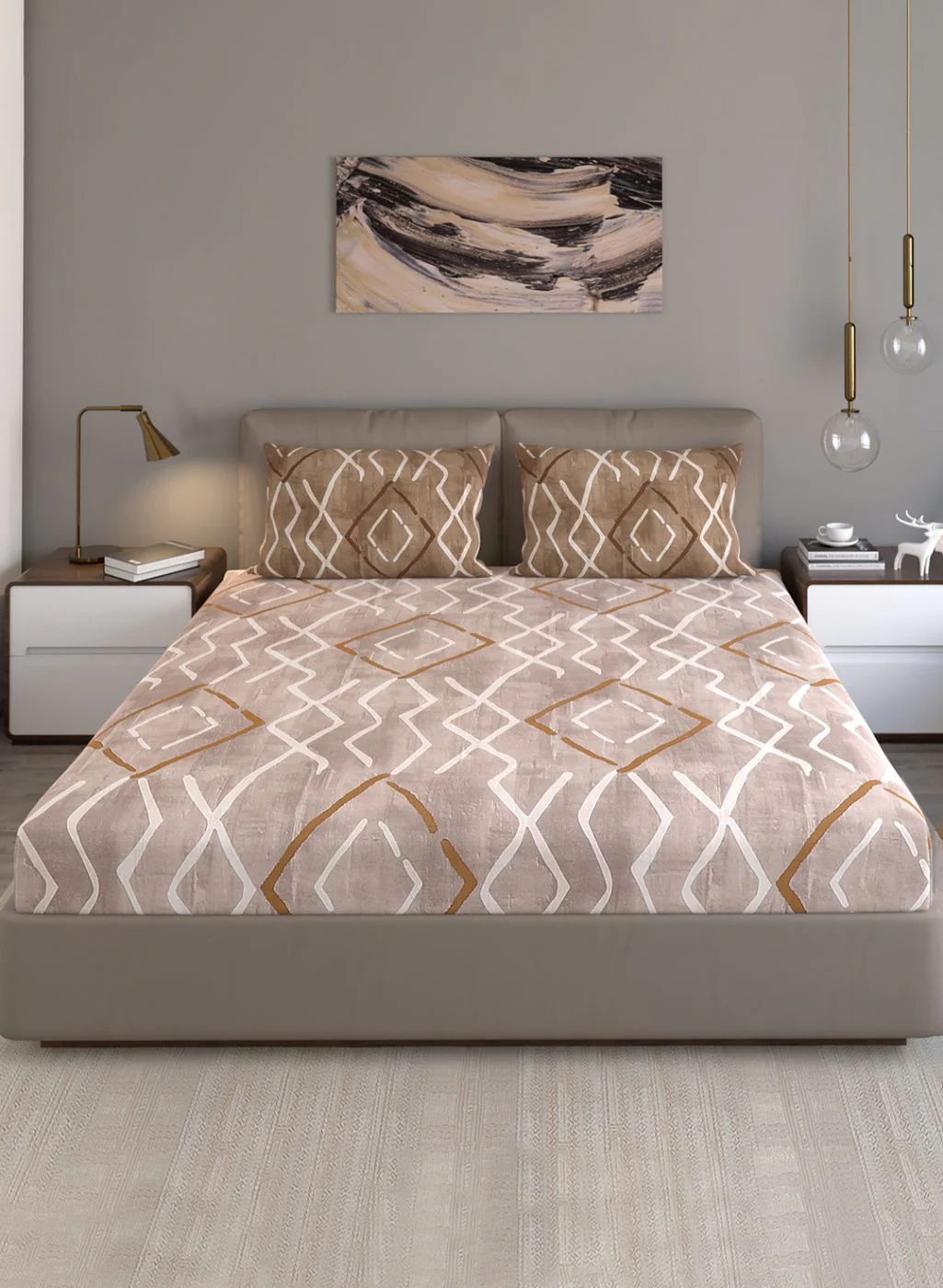 140TC Pure Cotton King Bedsheet with 2 Pillow Covers - Image 2