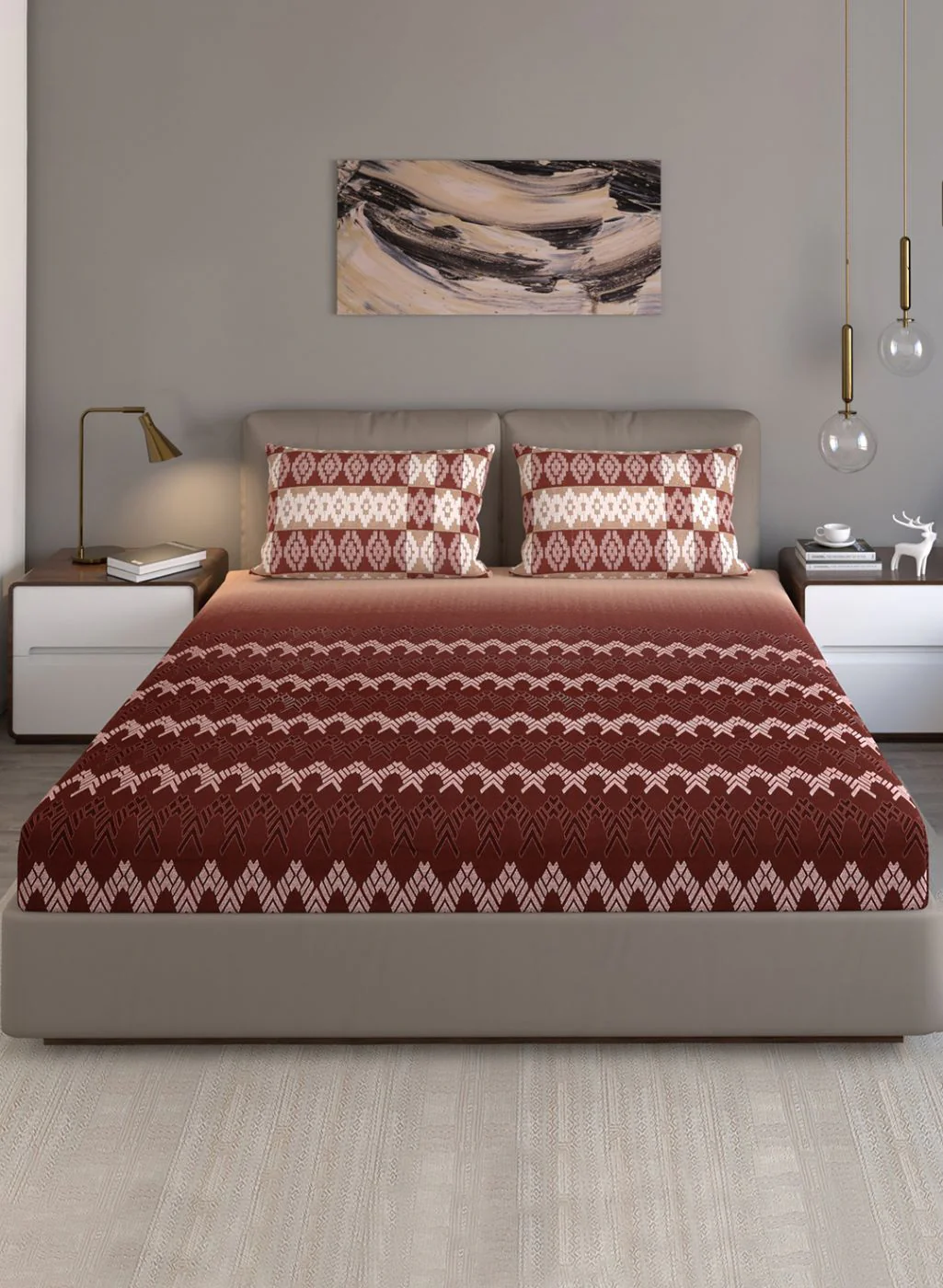 140TC Pure Cotton King Bedsheet with 2 Pillow Covers - Image 2